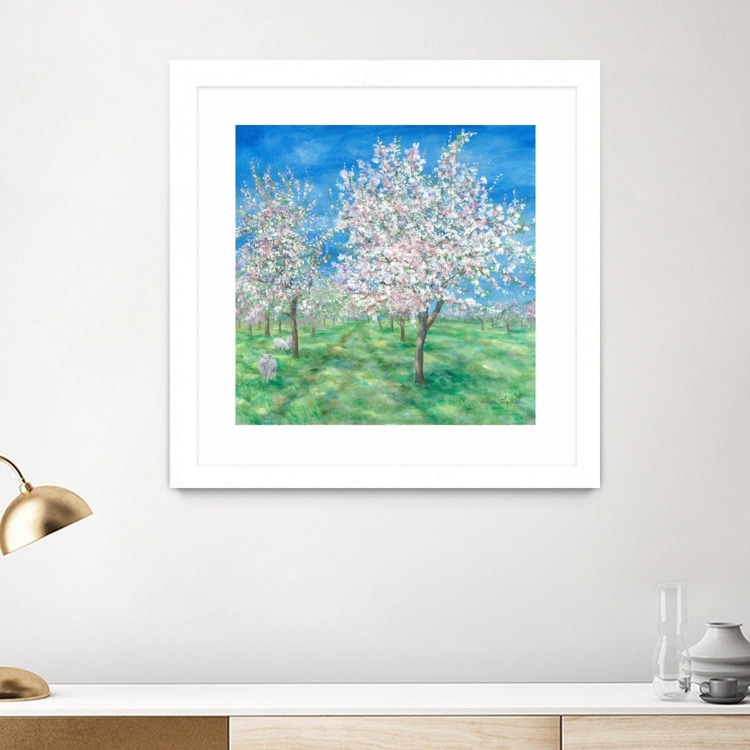 Le Verger en fleurs by Hélène Léveillée on GIANT ART - green landscape arbre en fleur