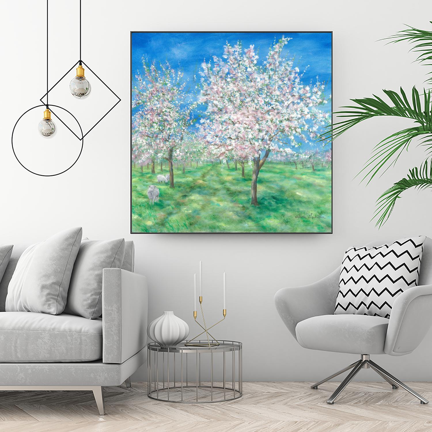 Le Verger en fleurs by Hélène Léveillée on GIANT ART - green landscape arbre en fleur