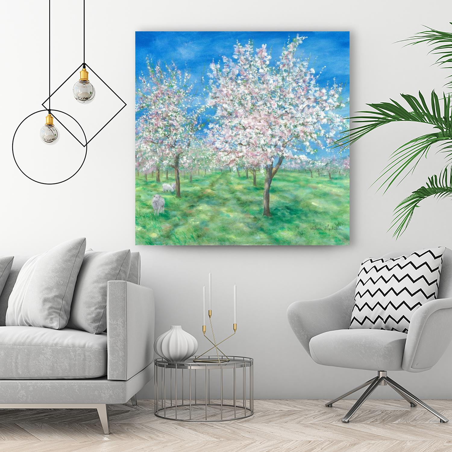 Le Verger en fleurs by Hélène Léveillée on GIANT ART - green landscape arbre en fleur