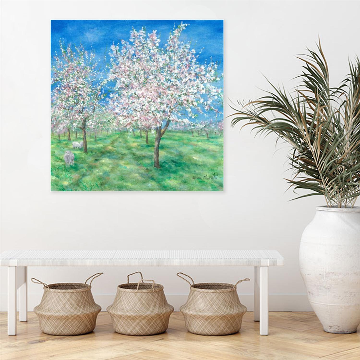 Le Verger en fleurs by Hélène Léveillée on GIANT ART - green landscape arbre en fleur