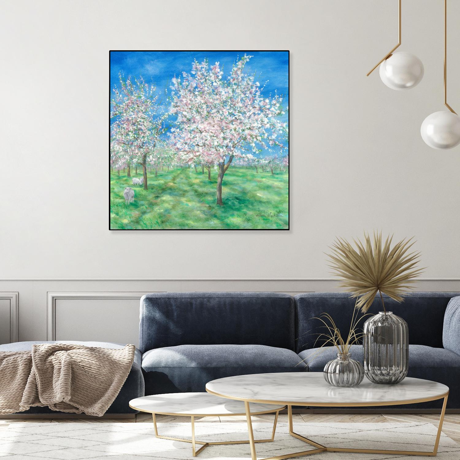 Le Verger en fleurs by Hélène Léveillée on GIANT ART - green landscape arbre en fleur