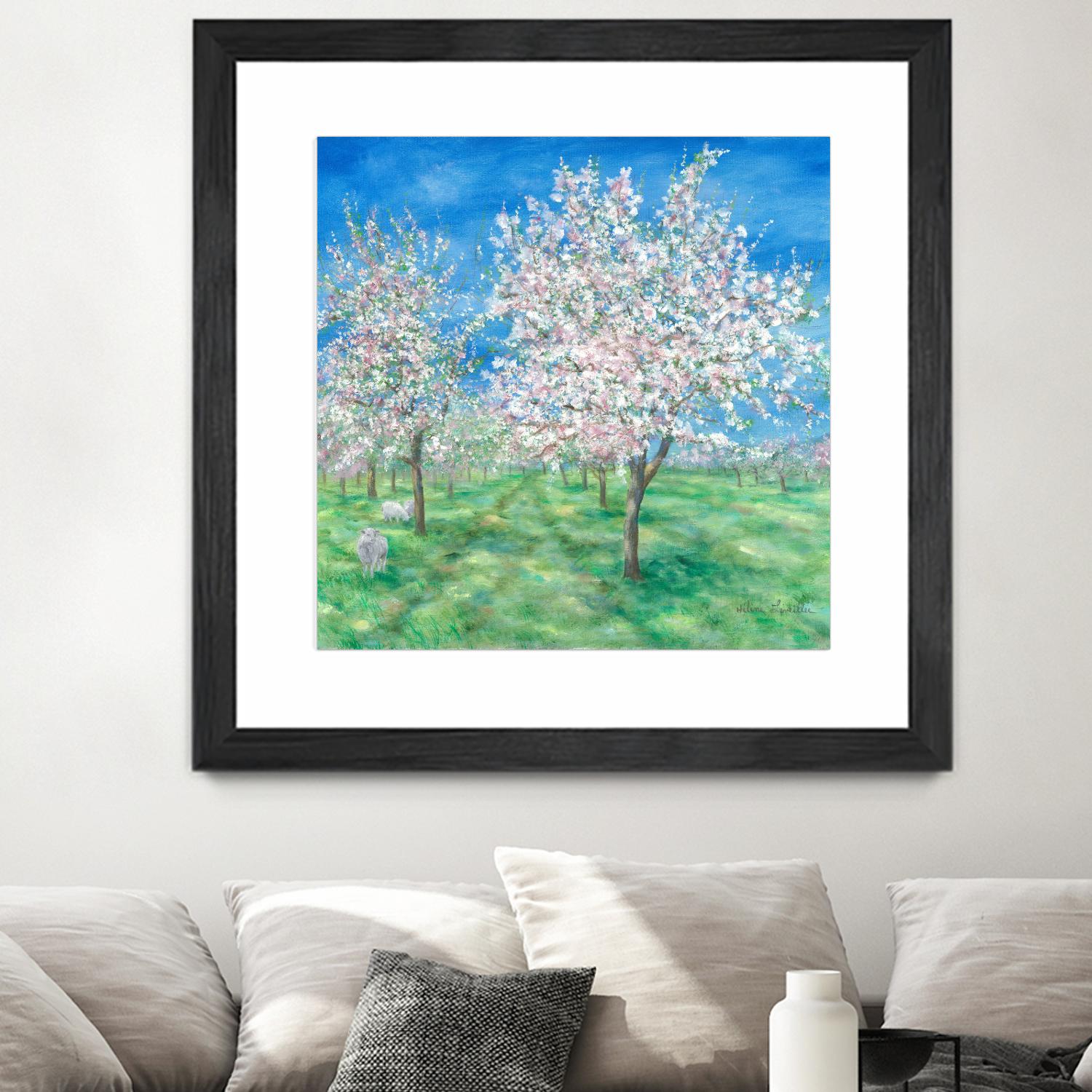 Le Verger en fleurs by Hélène Léveillée on GIANT ART - green landscape arbre en fleur