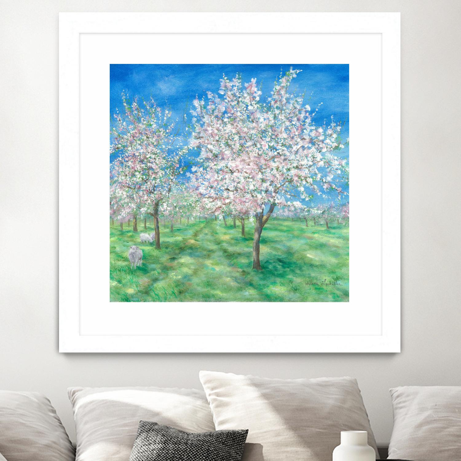 Le Verger en fleurs by Hélène Léveillée on GIANT ART - green landscape arbre en fleur