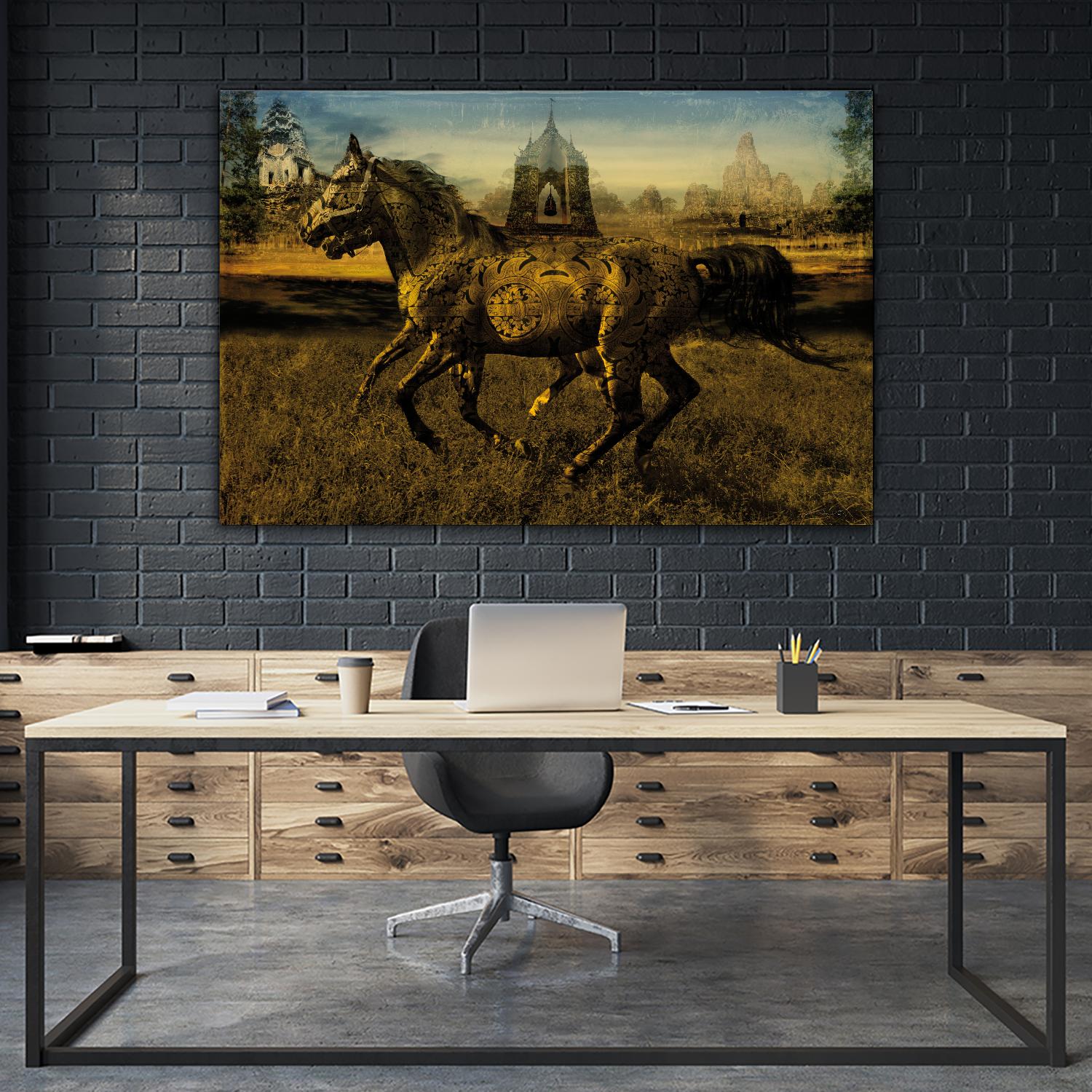 2 Horses by Daniel Stanford on GIANT ART - gold animals exotique