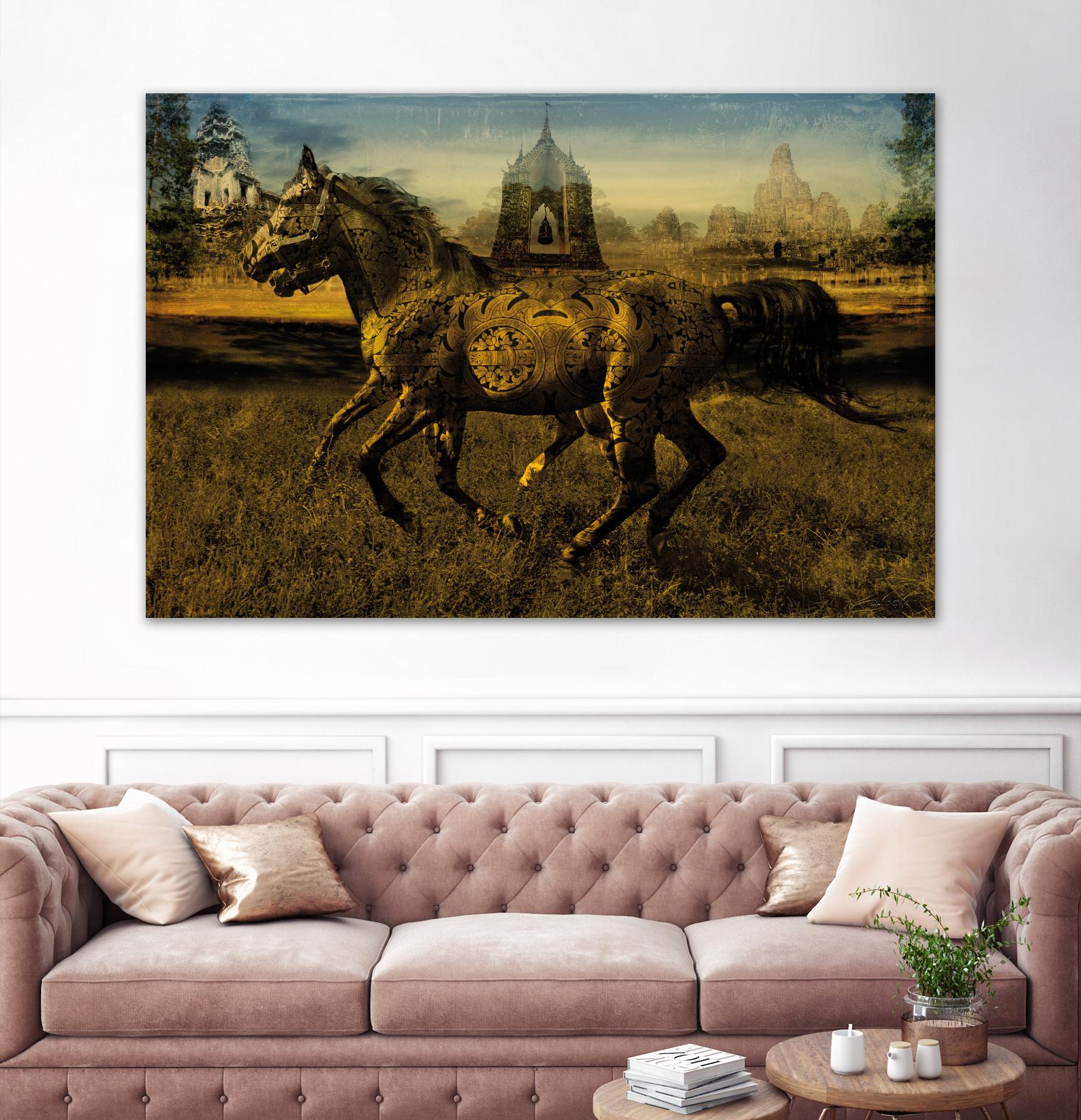 2 Horses by Daniel Stanford on GIANT ART - gold animals exotique