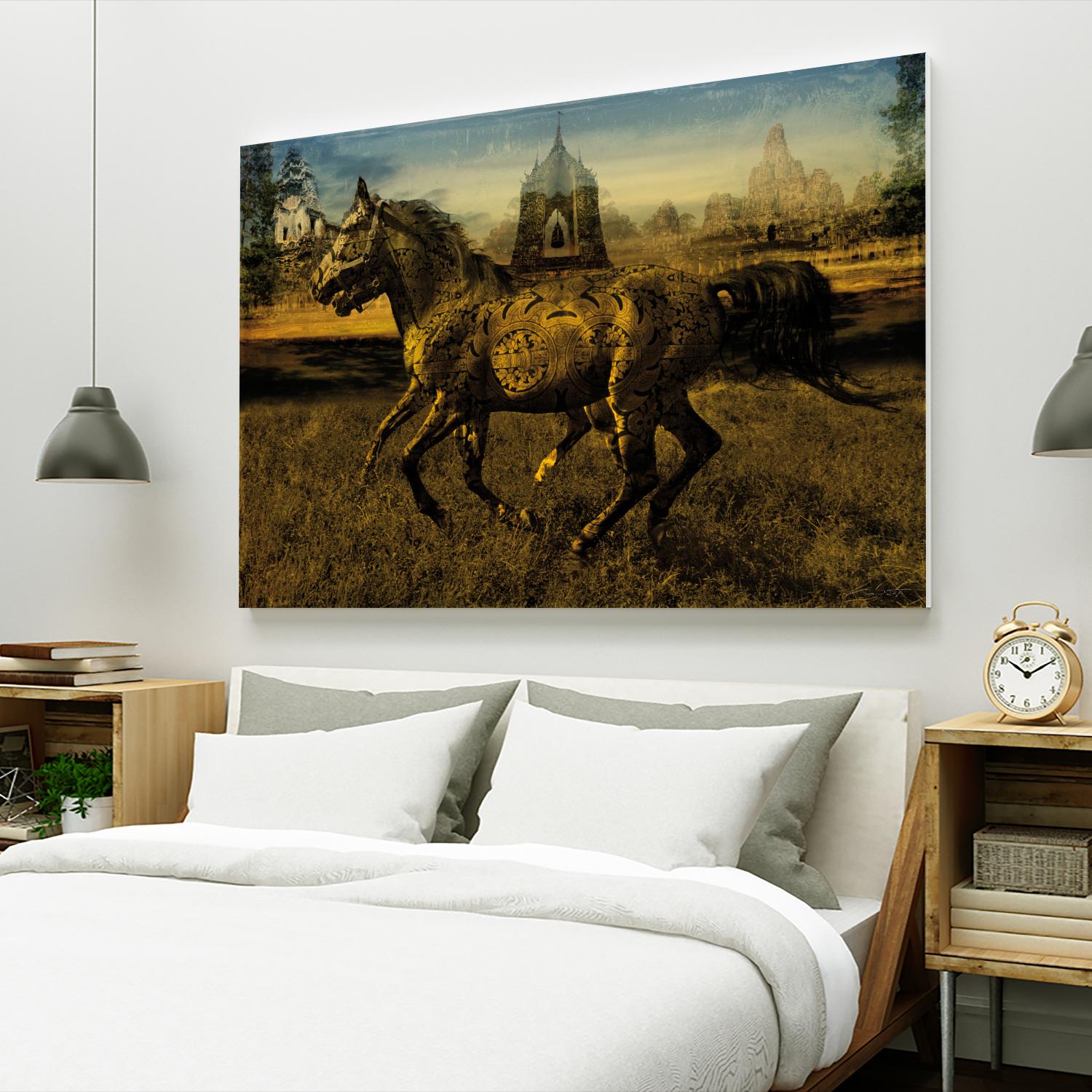 2 Horses by Daniel Stanford on GIANT ART - gold animals exotique