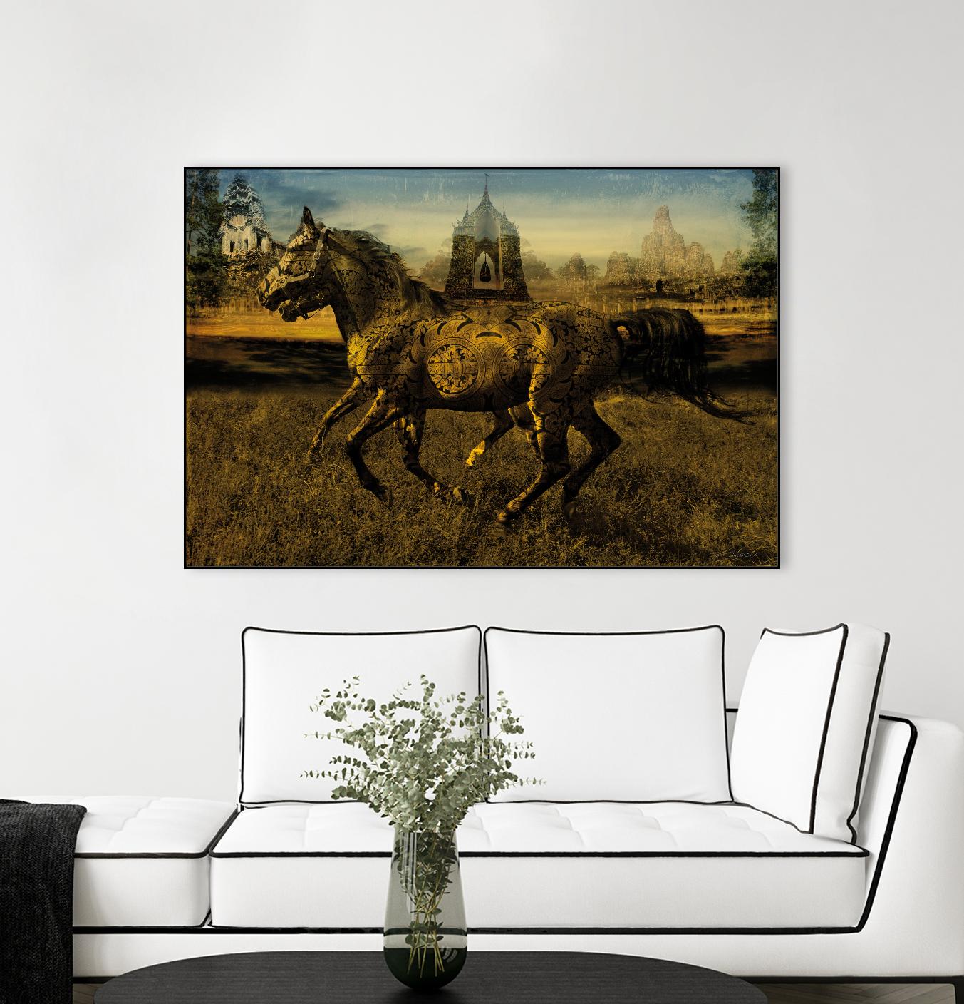 2 Horses by Daniel Stanford on GIANT ART - gold animals exotique