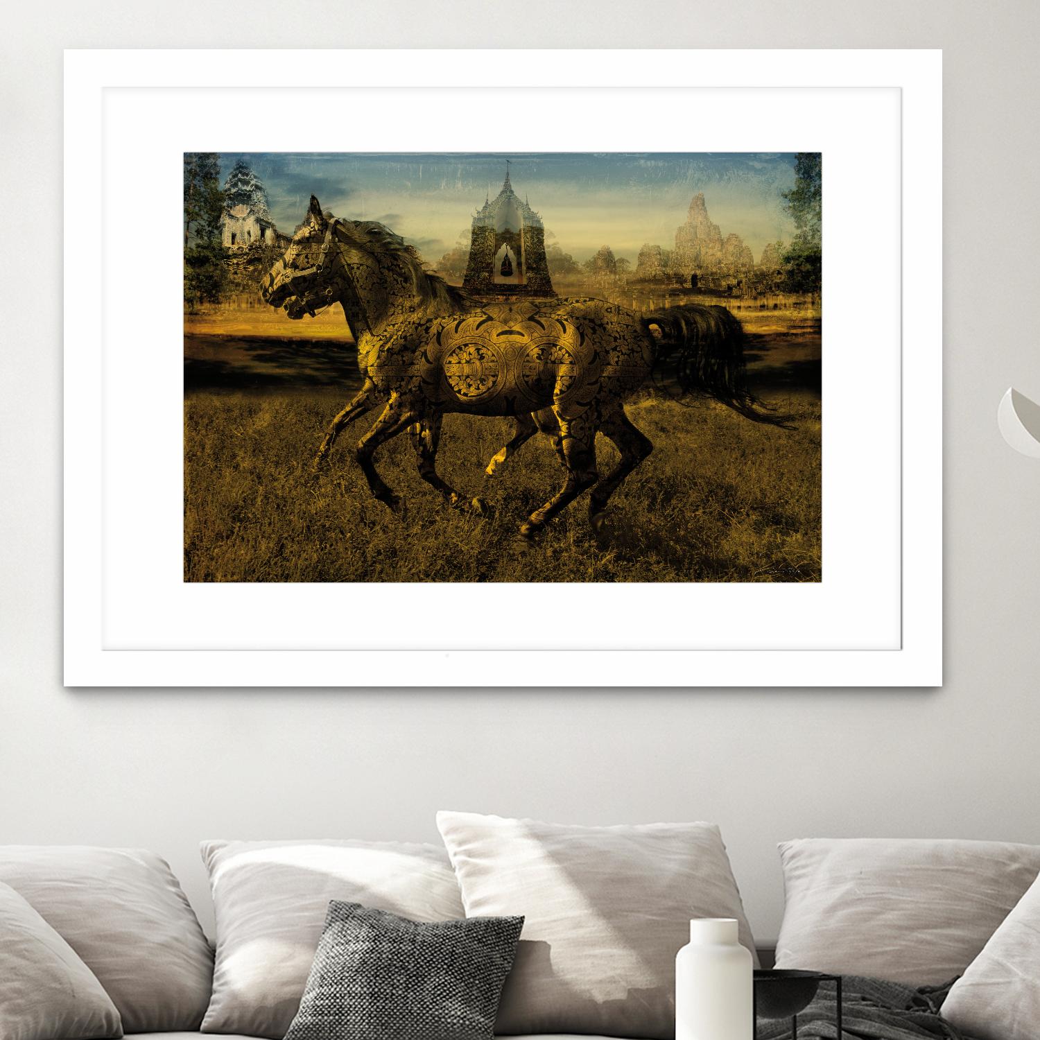 2 Horses by Daniel Stanford on GIANT ART - gold animals exotique