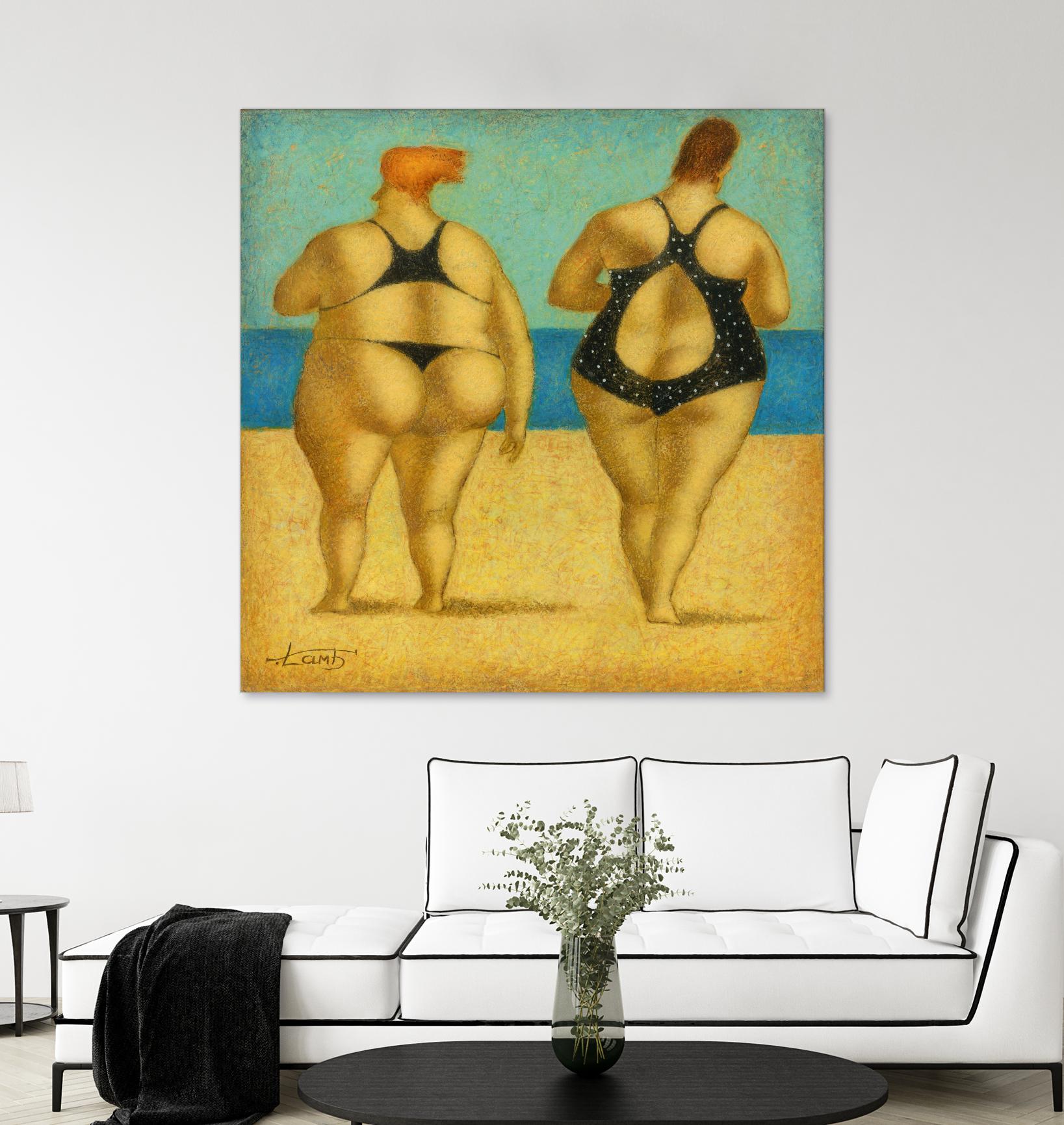 2 on the beach by Steven Lamb on GIANT ART - beige men and women
