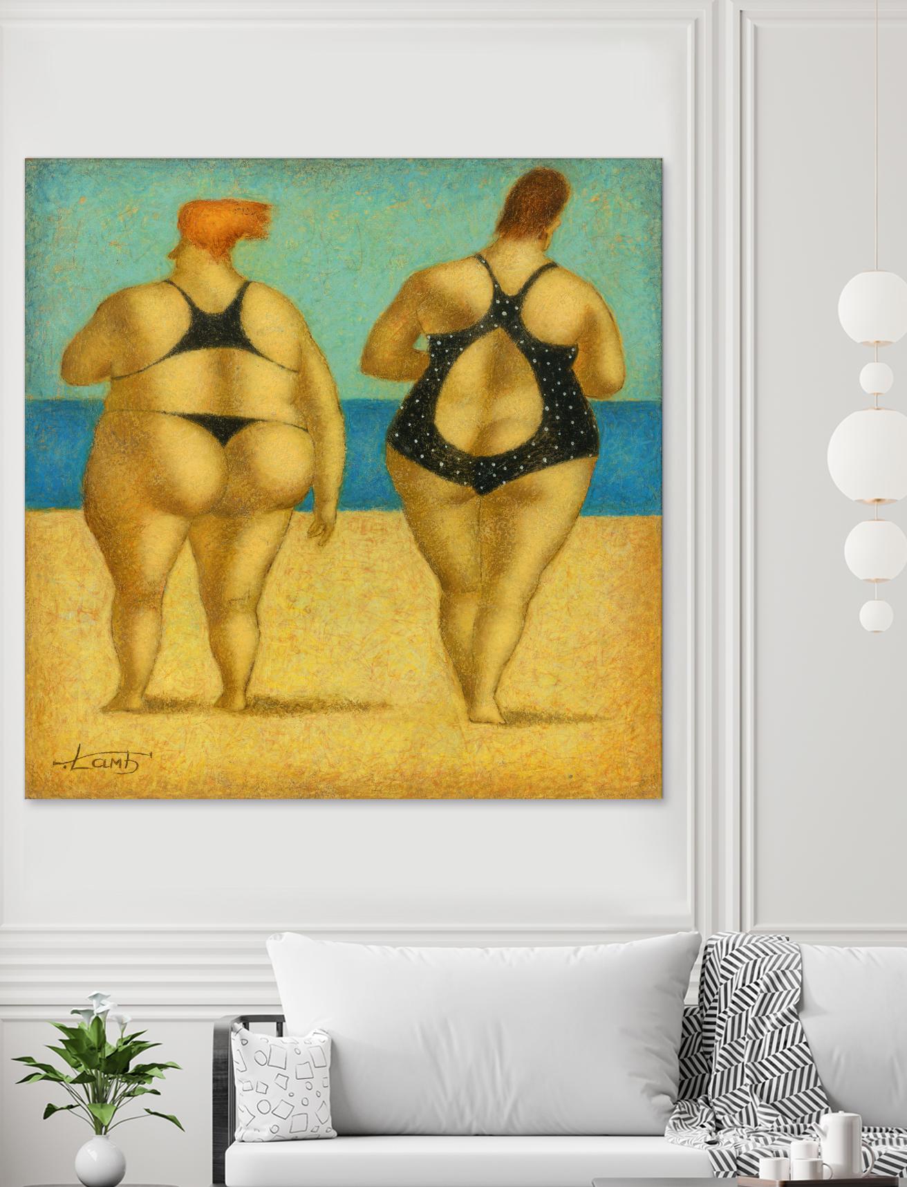 2 on the beach by Steven Lamb on GIANT ART - beige men and women