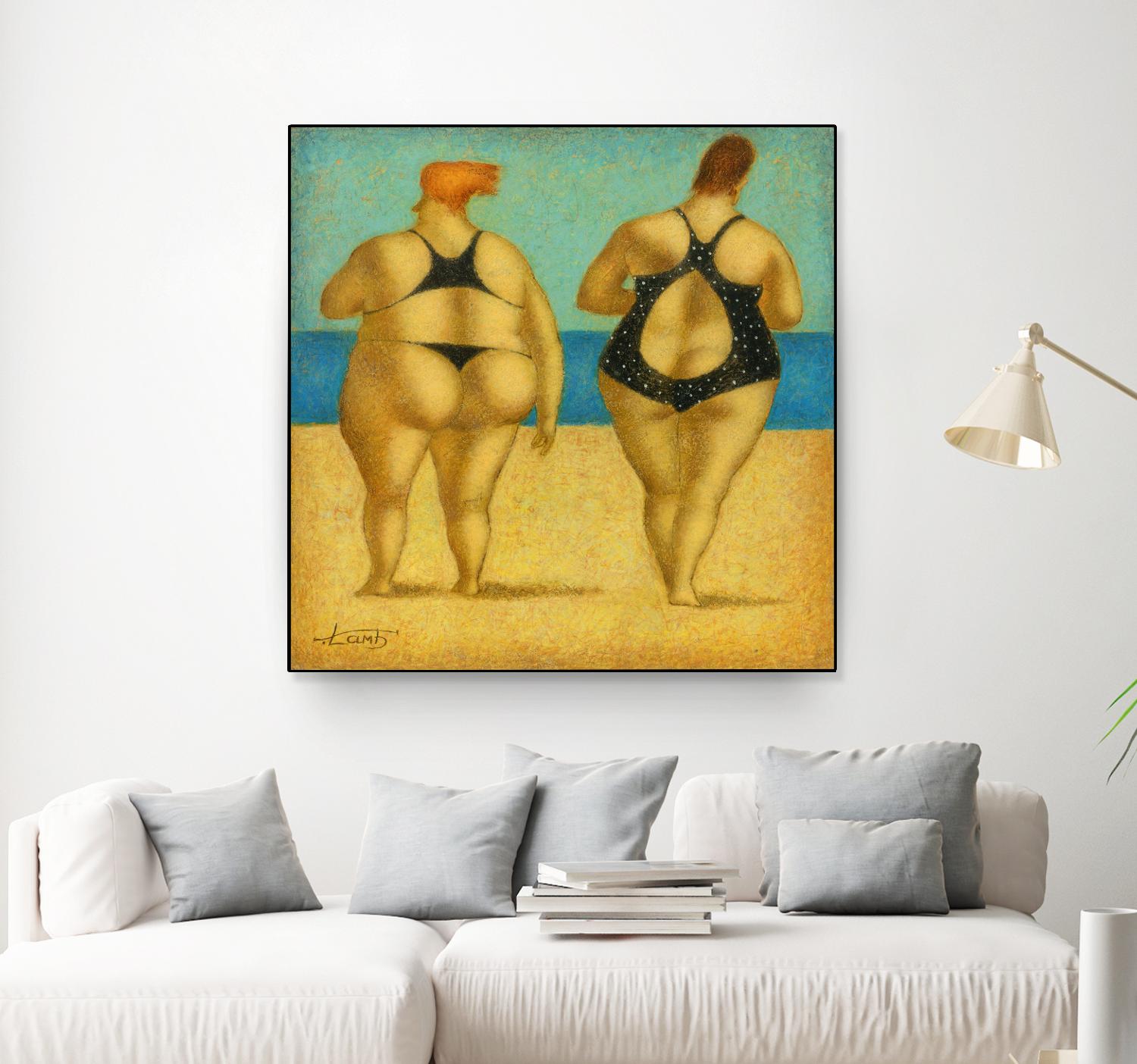 2 on the beach by Steven Lamb on GIANT ART - beige men and women