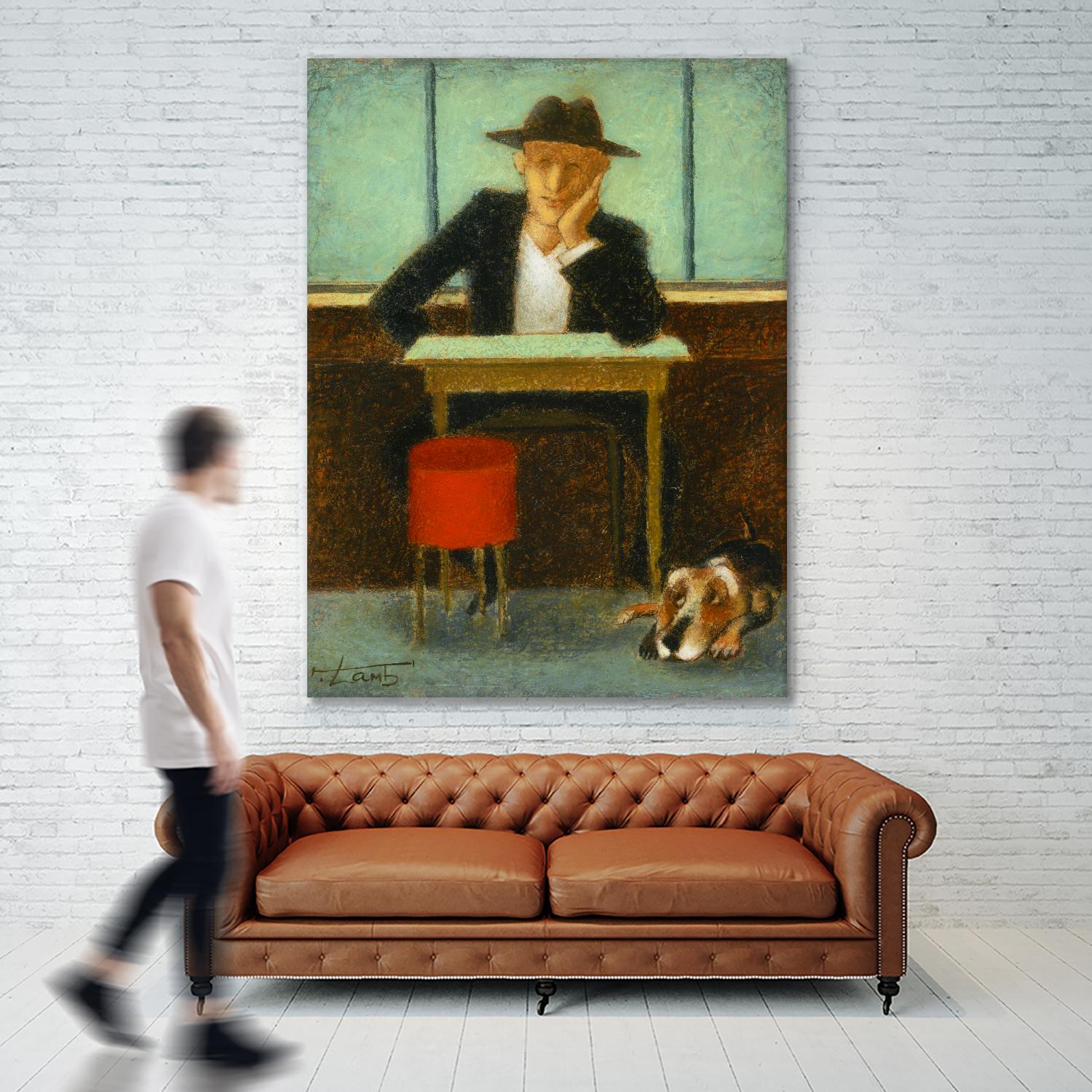 2 in a cafe shop by Steven Lamb on GIANT ART - brown men and women