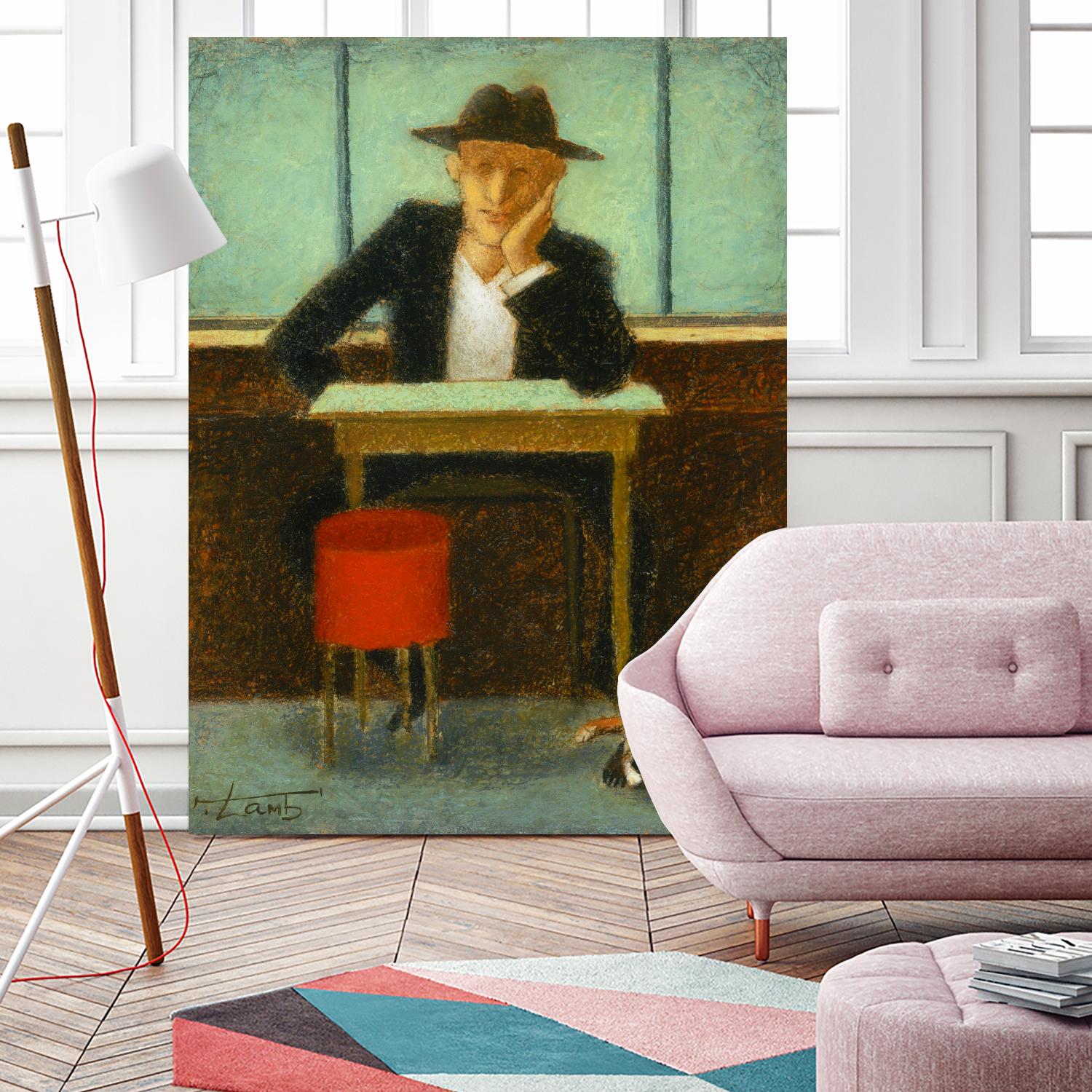 2 in a cafe shop by Steven Lamb on GIANT ART - brown men and women