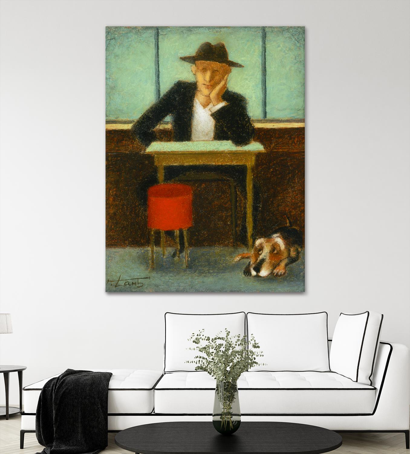 2 in a cafe shop by Steven Lamb on GIANT ART - brown men and women