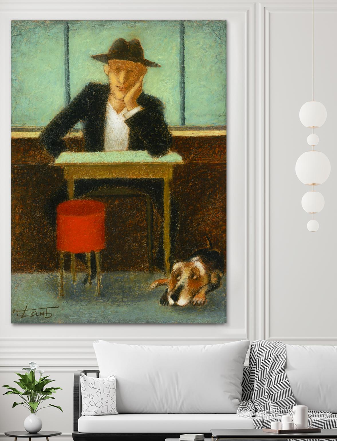 2 in a cafe shop by Steven Lamb on GIANT ART - brown men and women