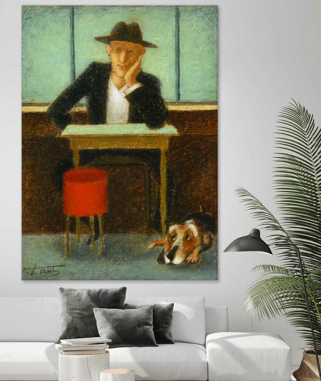 2 in a cafe shop by Steven Lamb on GIANT ART - brown men and women