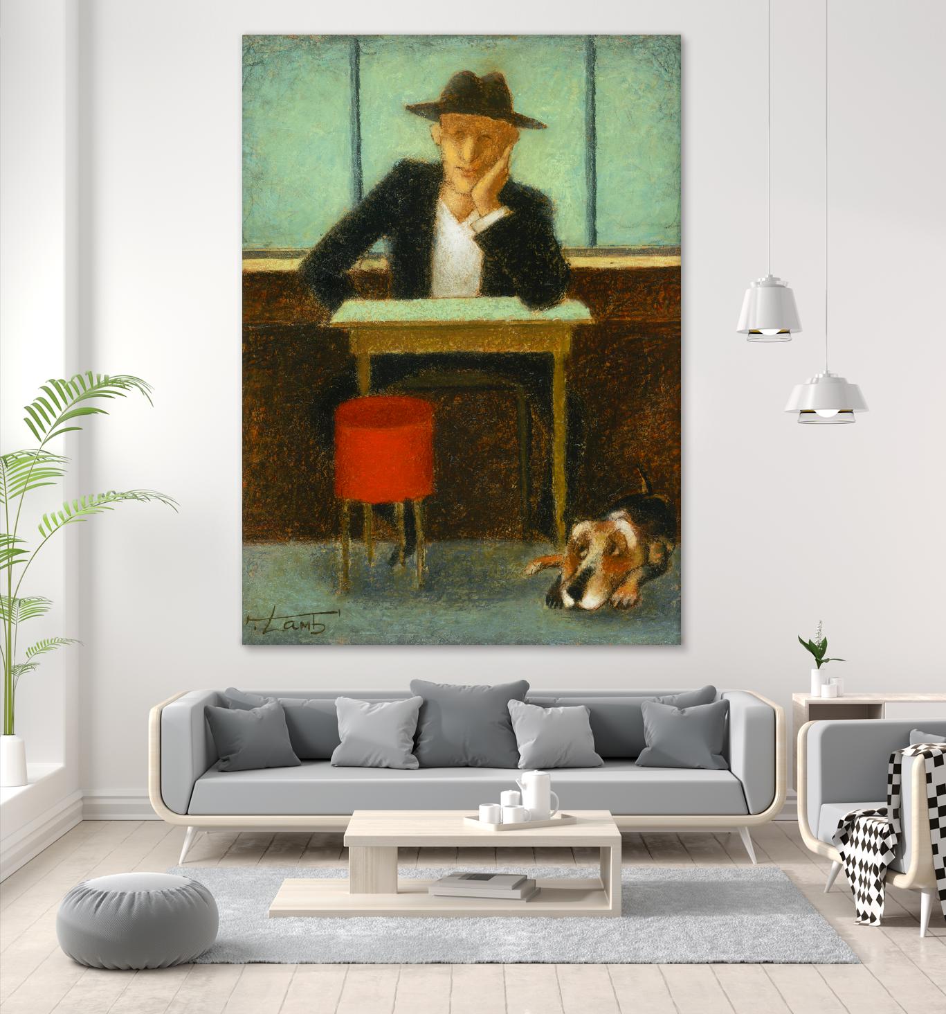 2 in a cafe shop by Steven Lamb on GIANT ART - brown men and women