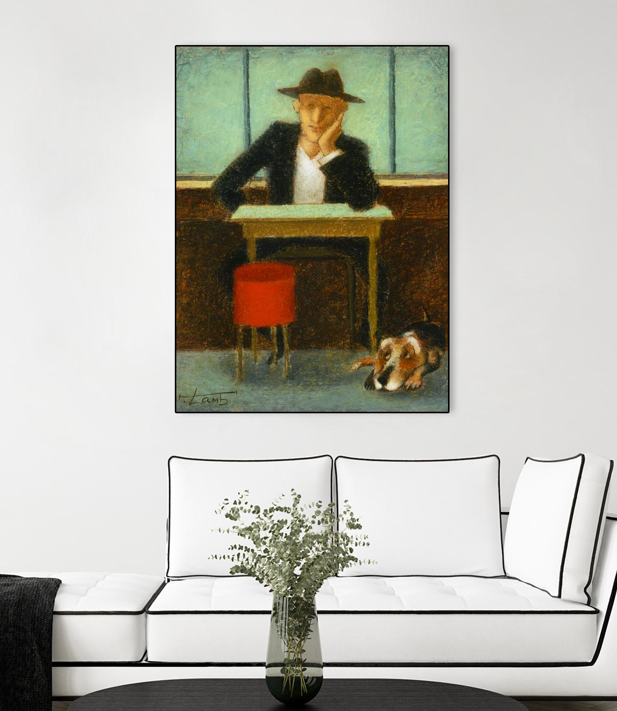 2 in a cafe shop by Steven Lamb on GIANT ART - brown men and women