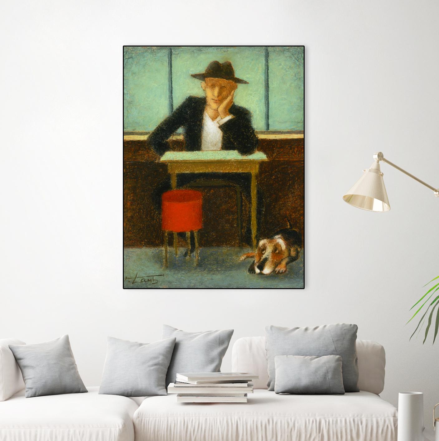 2 in a cafe shop by Steven Lamb on GIANT ART - brown men and women