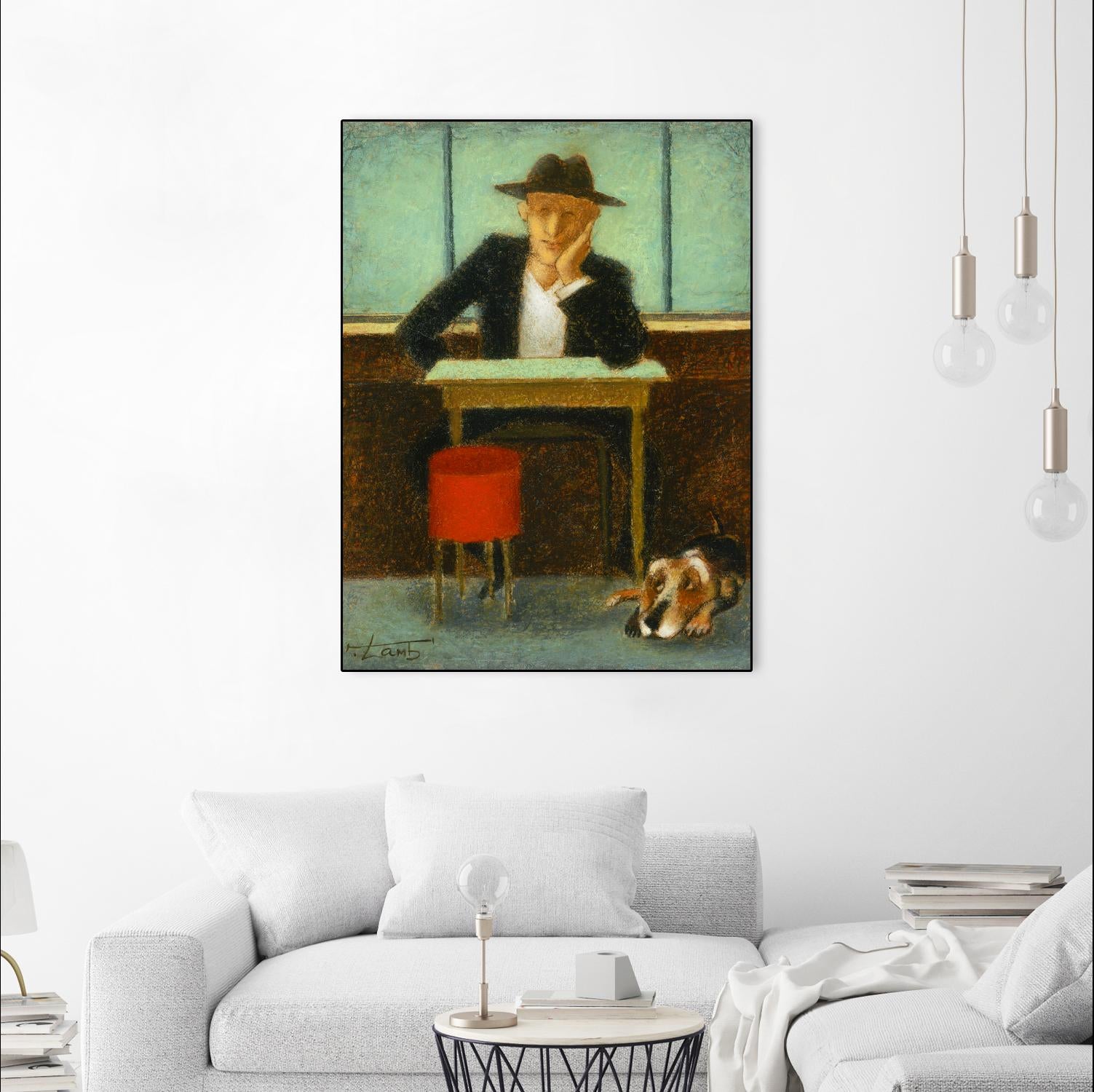 2 in a cafe shop by Steven Lamb on GIANT ART - brown men and women