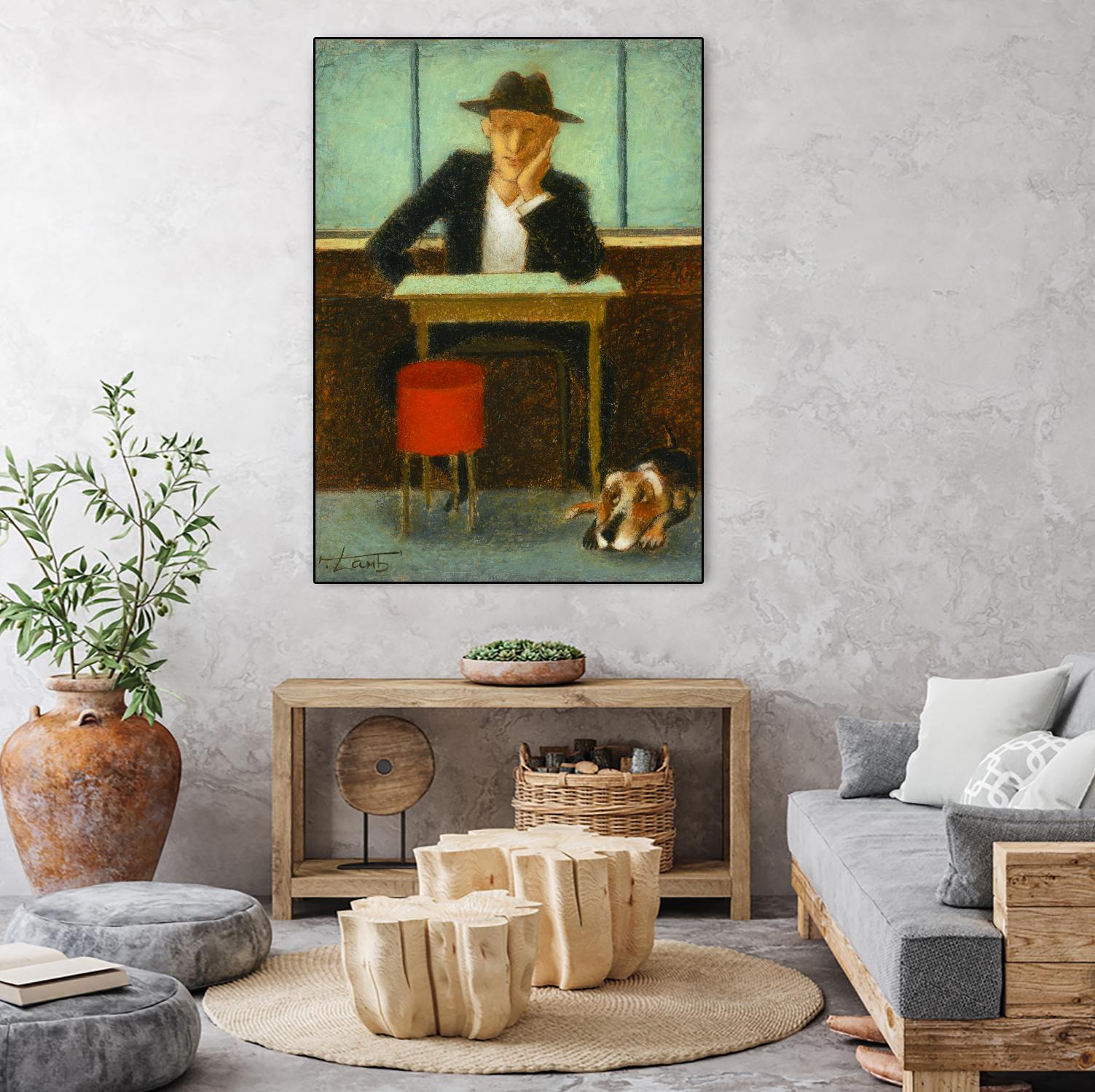 2 in a cafe shop by Steven Lamb on GIANT ART - brown men and women