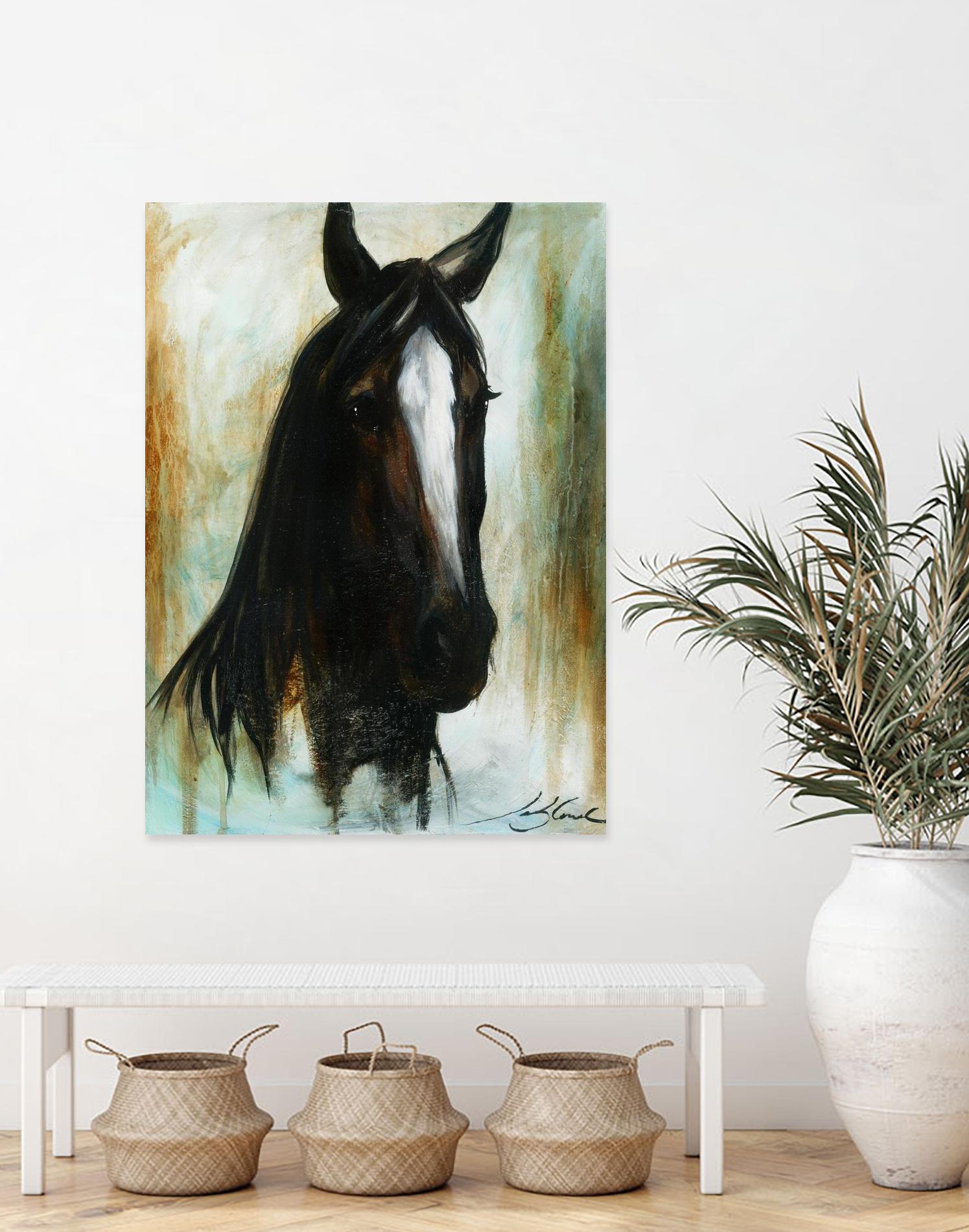 Little Dark Angel by Marie Andrée Leblond on GIANT ART - beige animals horse