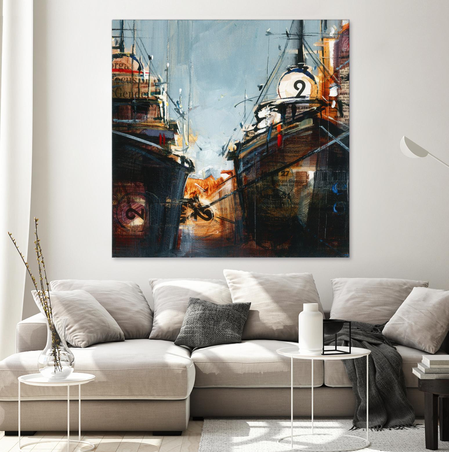 2 bateaux by Roland Palmaerts on GIANT ART - grey nautical