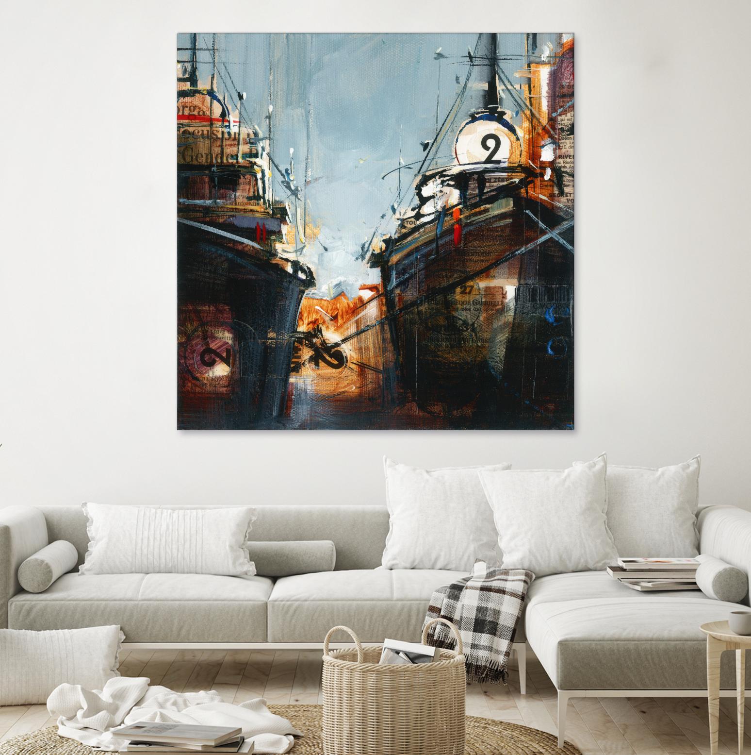 2 bateaux by Roland Palmaerts on GIANT ART - grey nautical