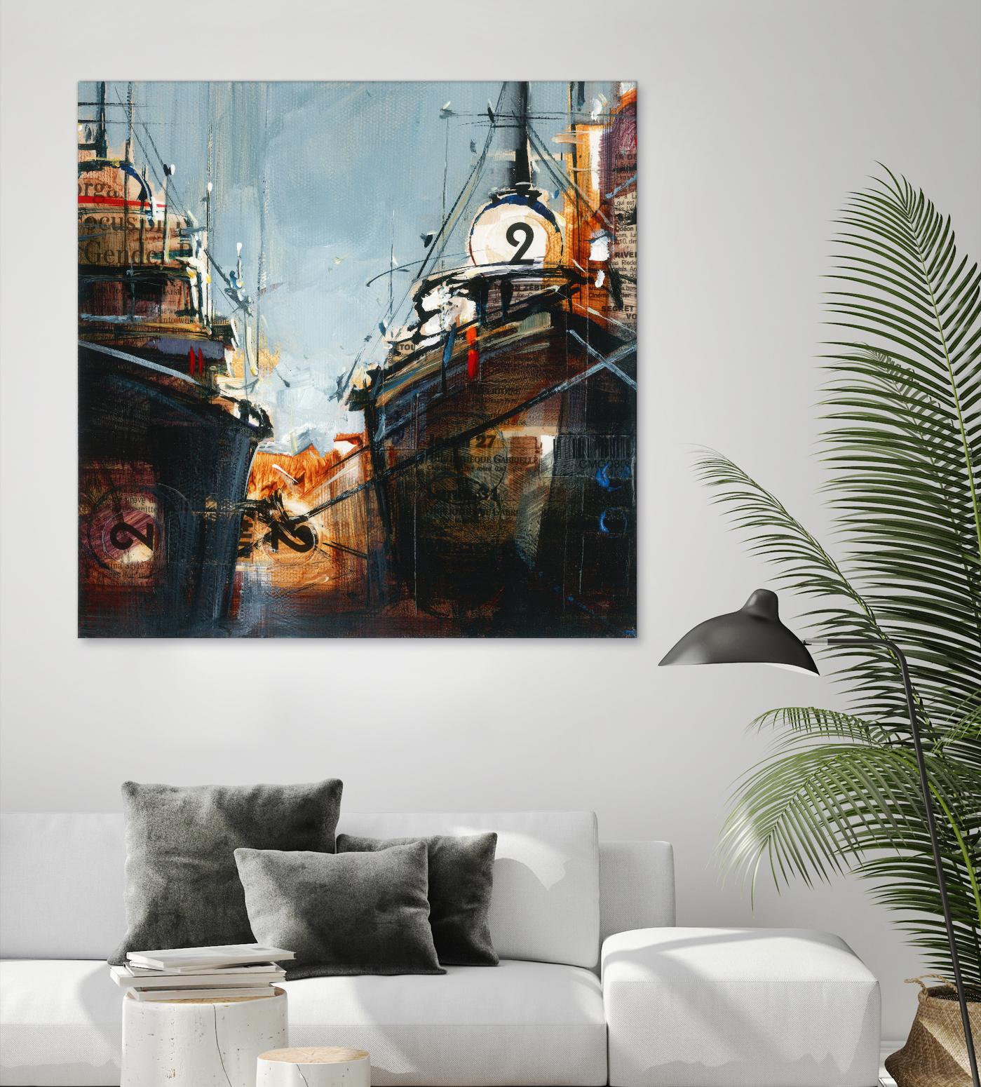 2 bateaux by Roland Palmaerts on GIANT ART - grey nautical