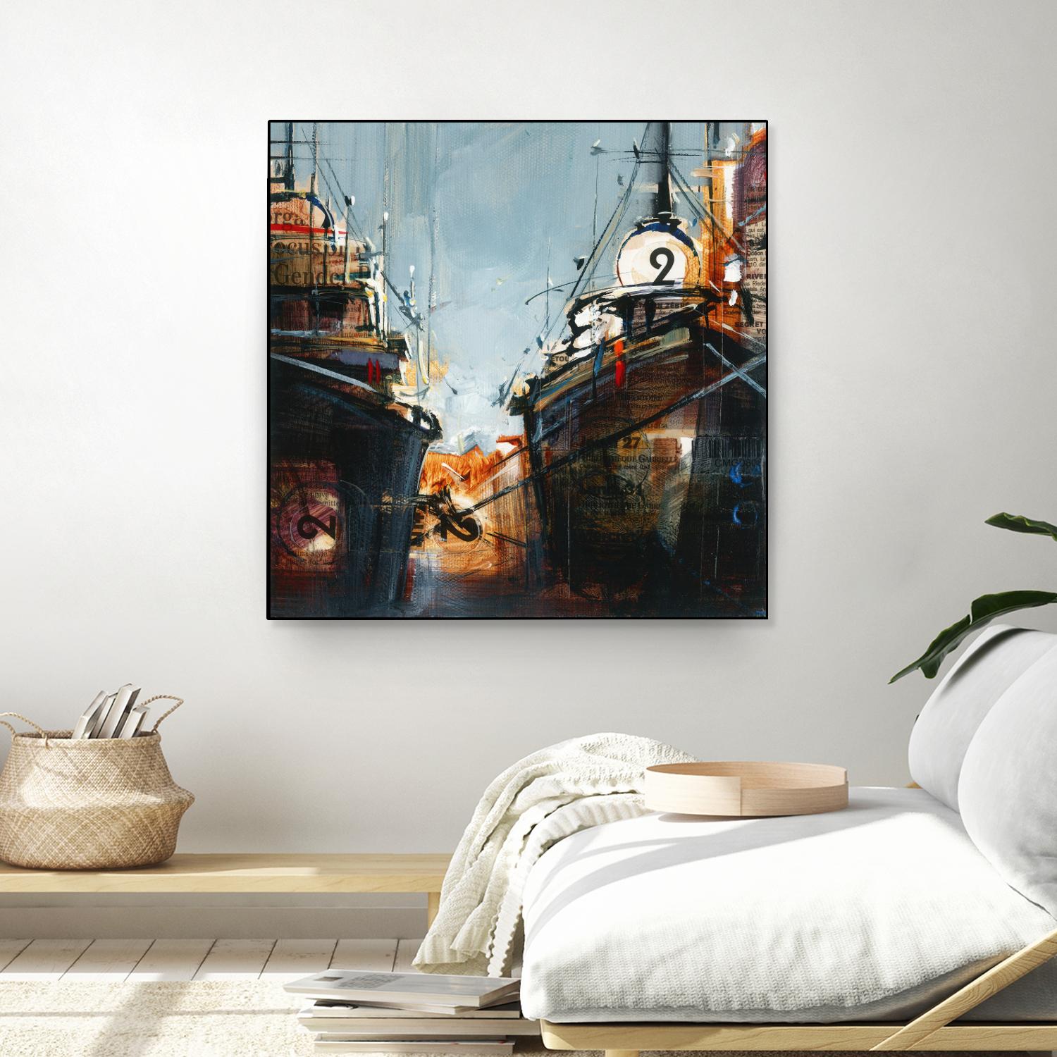 2 bateaux by Roland Palmaerts on GIANT ART - grey nautical