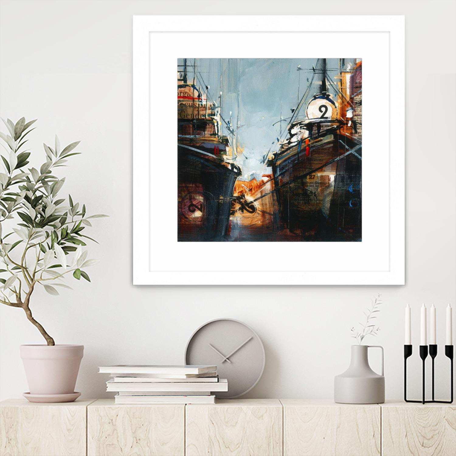 2 bateaux by Roland Palmaerts on GIANT ART - grey nautical