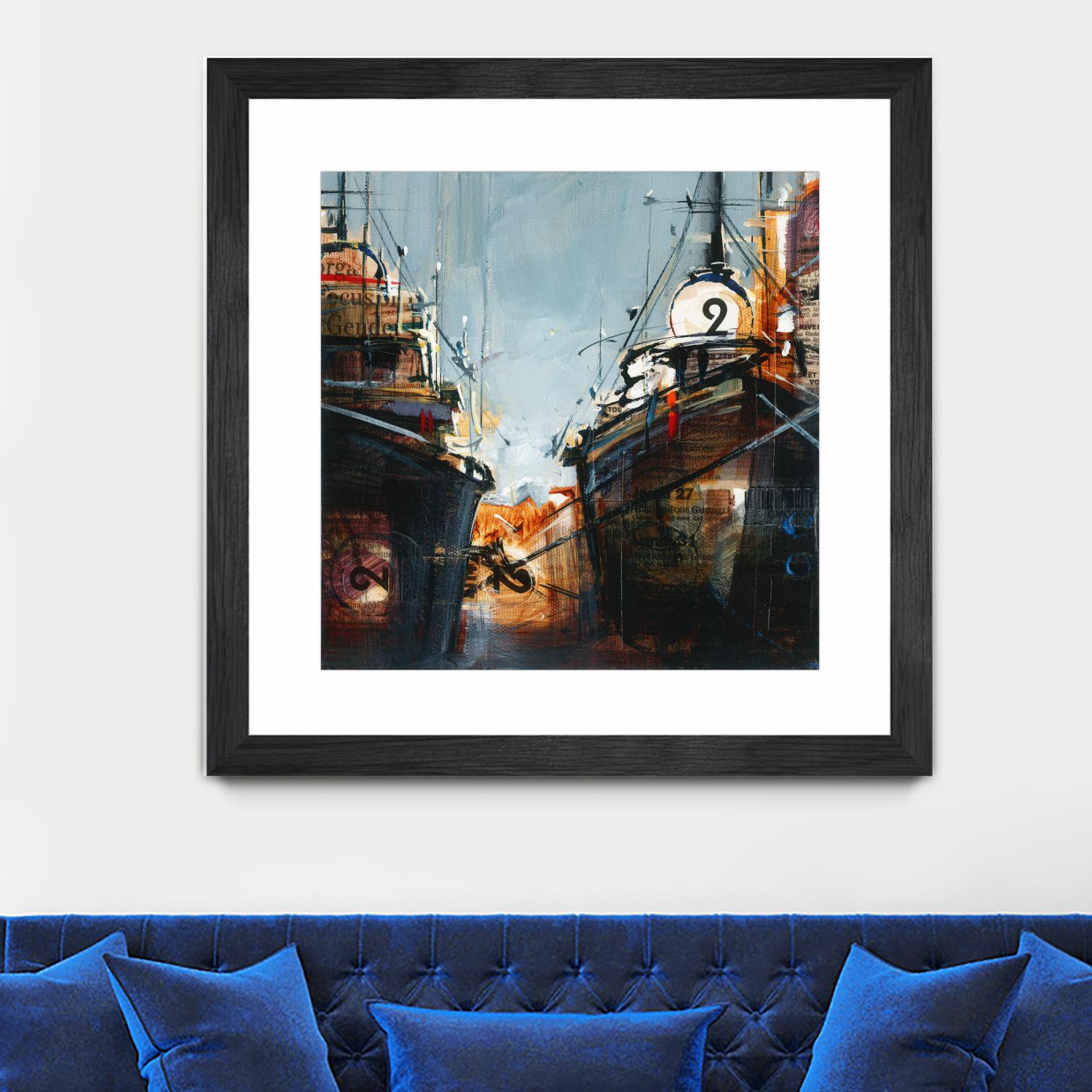 2 bateaux by Roland Palmaerts on GIANT ART - grey nautical