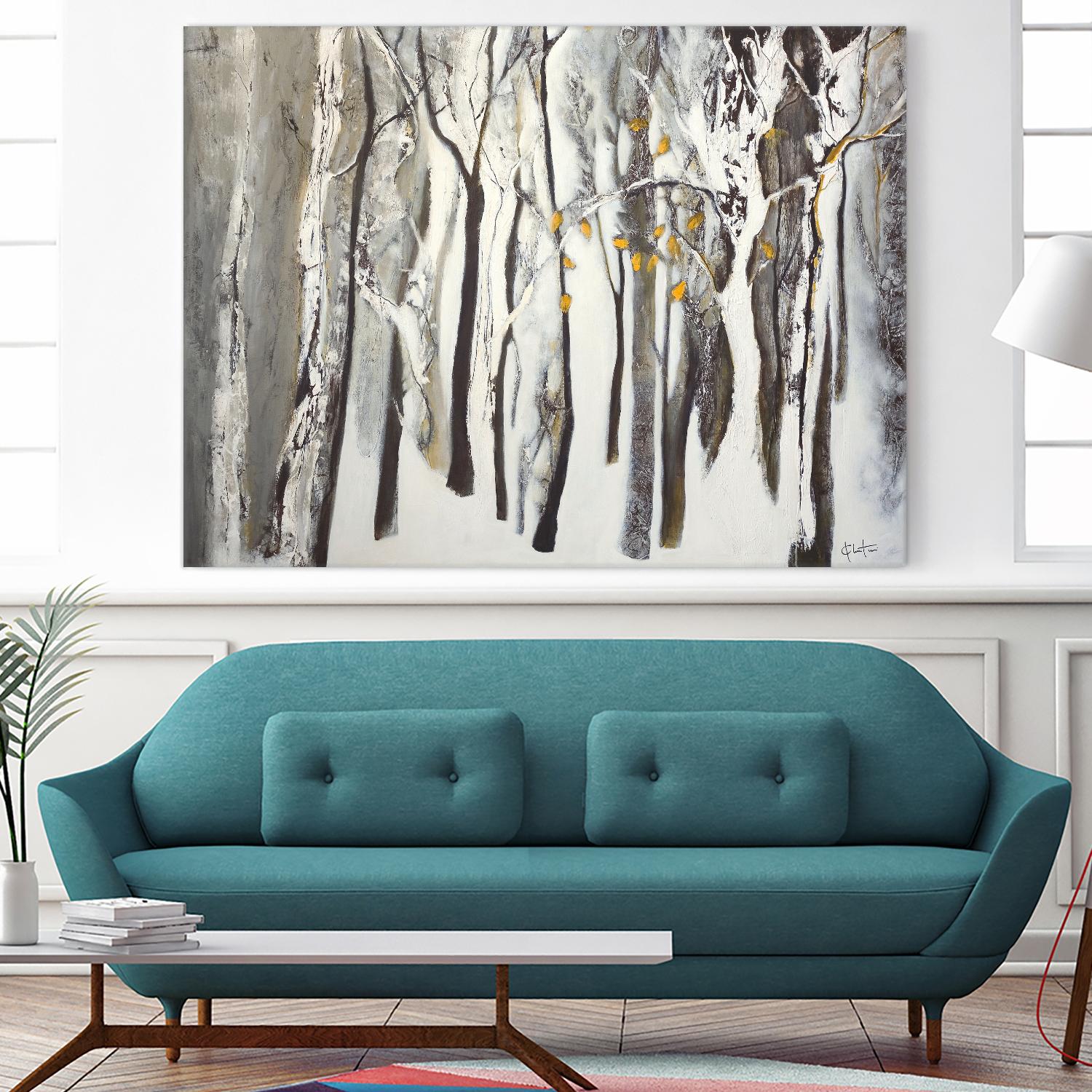 La forêt blanche by Kathleen Cloutier on GIANT ART - grey trees