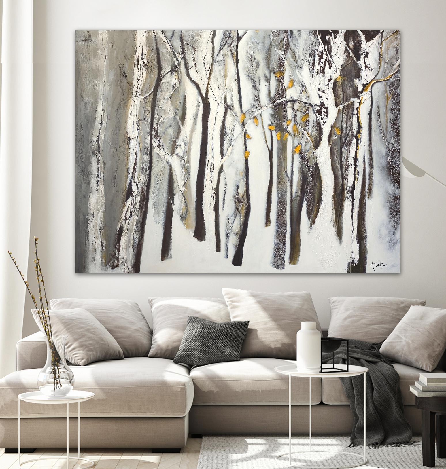 La forêt blanche by Kathleen Cloutier on GIANT ART - grey trees