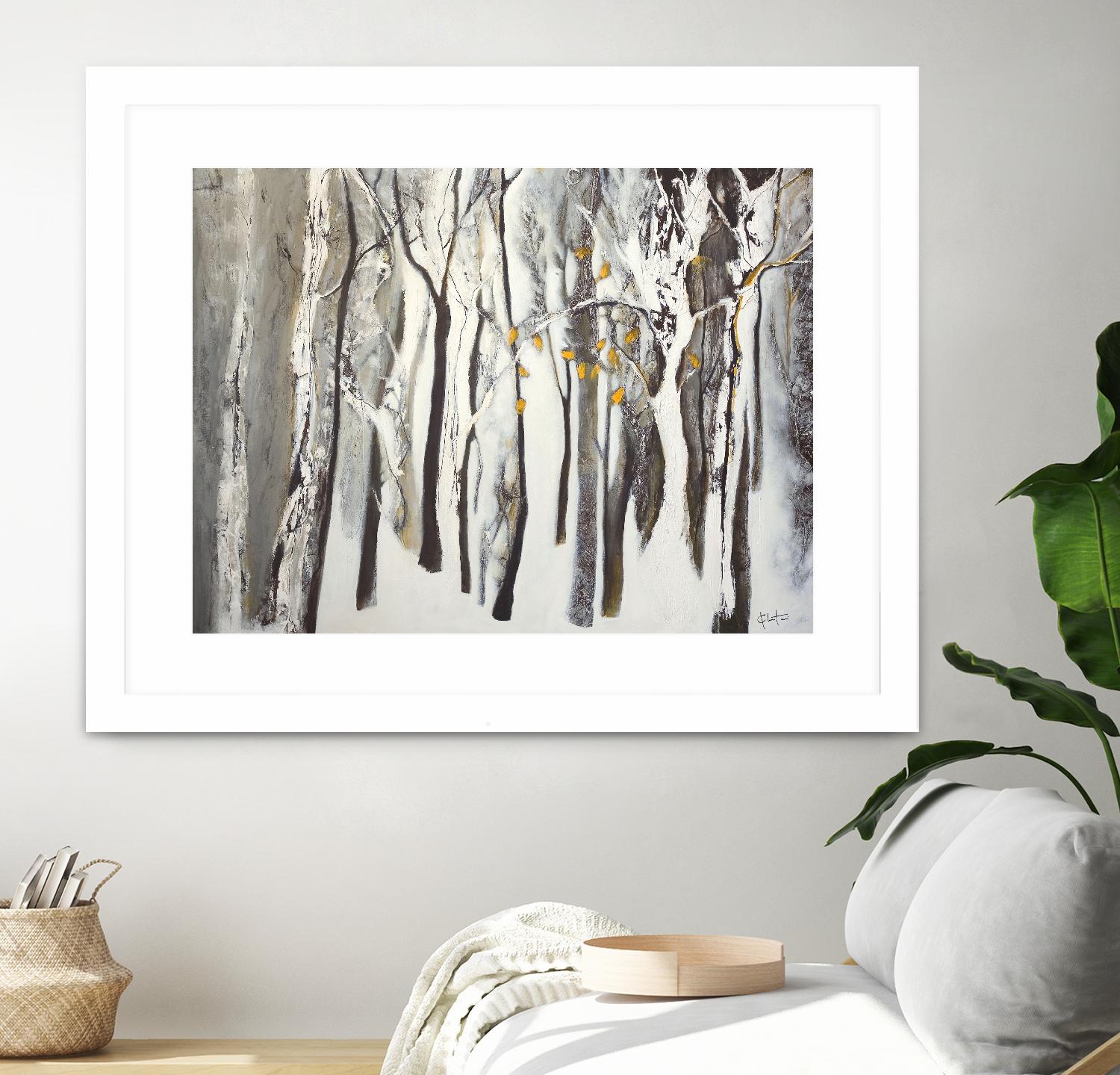 La forêt blanche by Kathleen Cloutier on GIANT ART - yellow trees artistes du québec