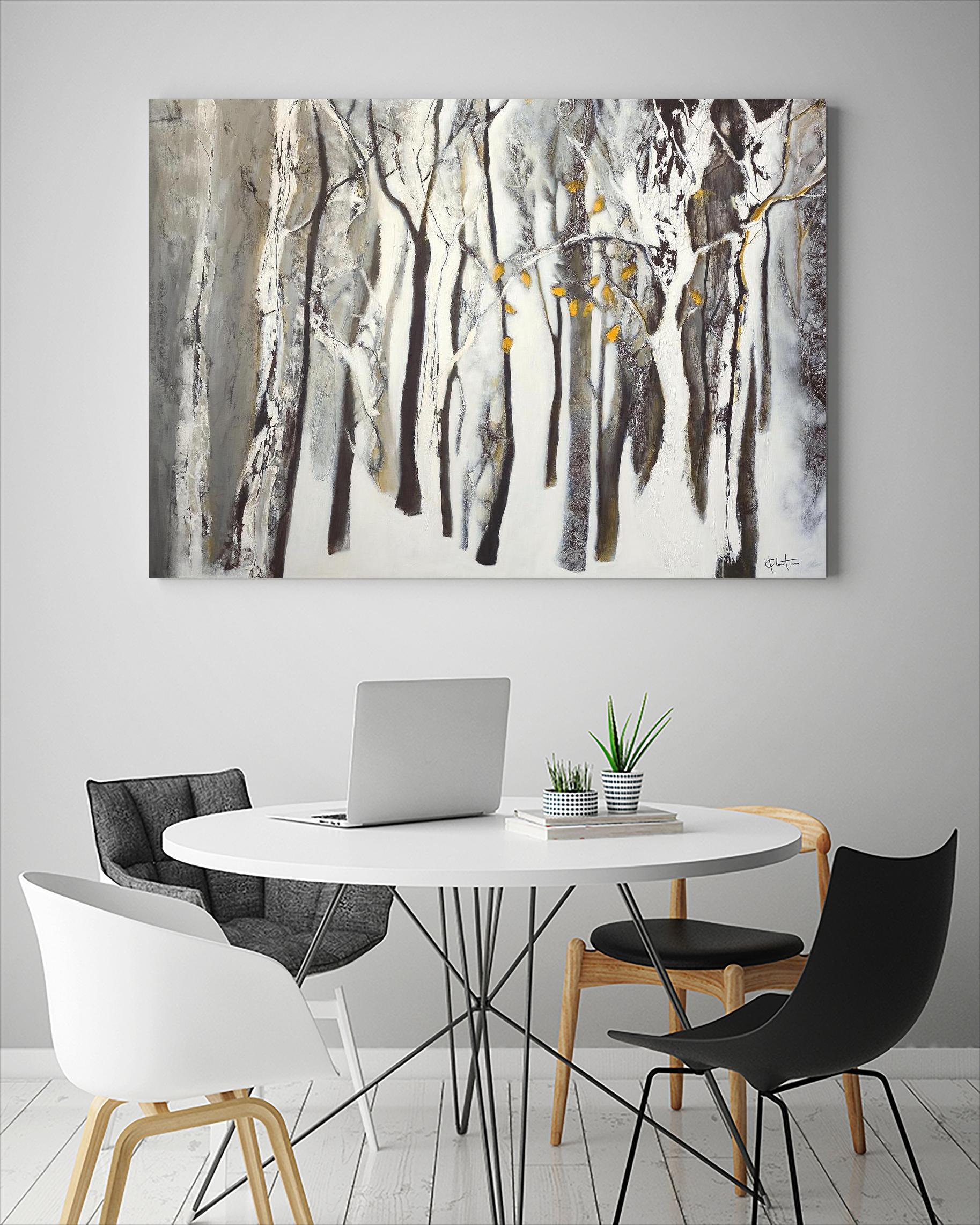 La forêt blanche by Kathleen Cloutier on GIANT ART - yellow trees artistes du québec