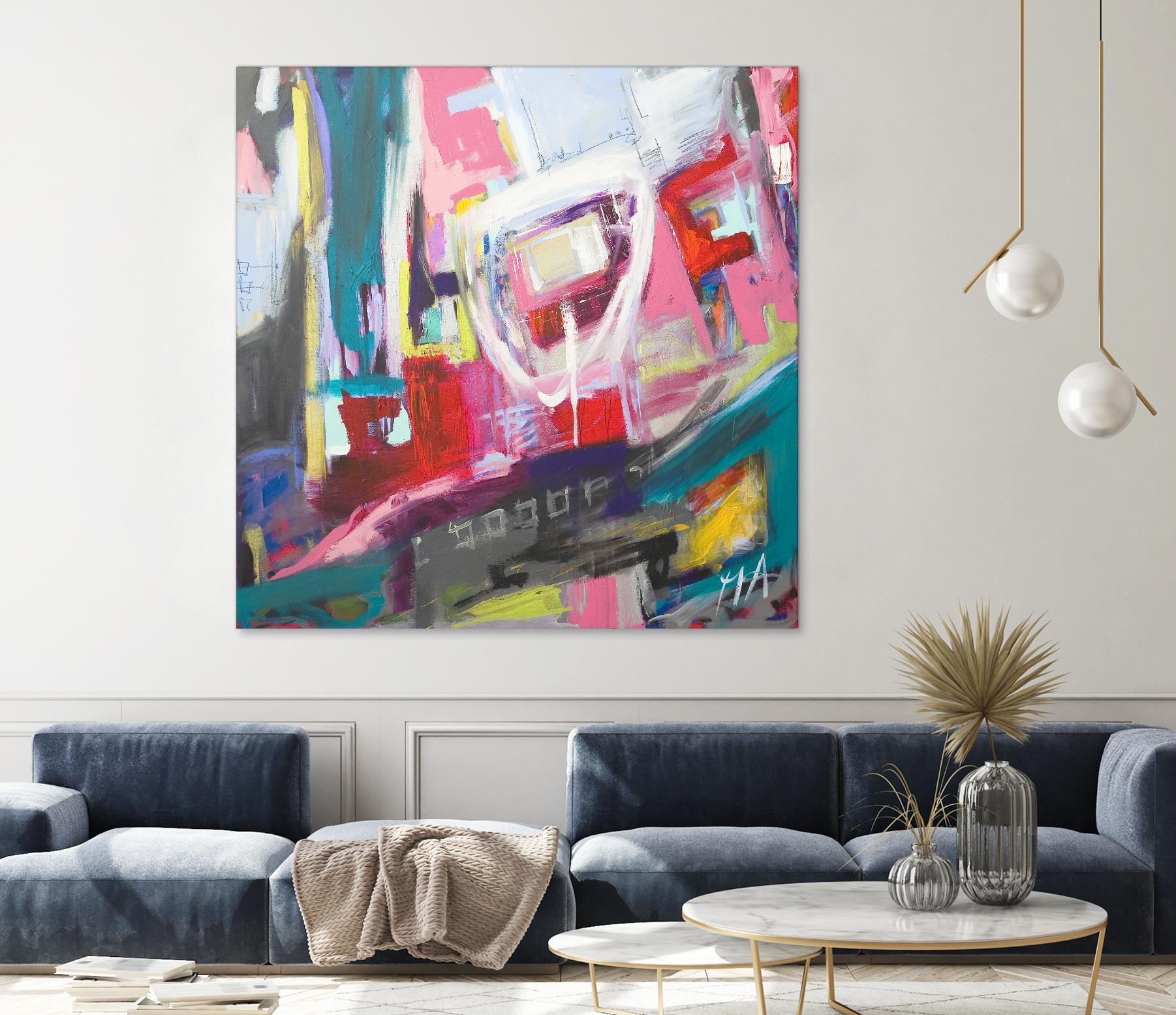 Chaos City II by Marc Archambault on GIANT ART - pink abstract
