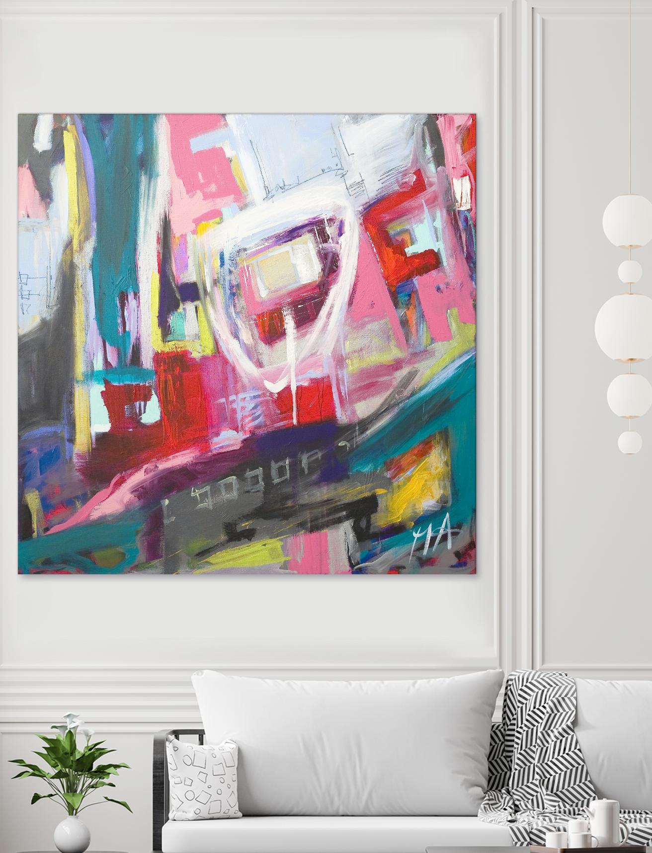 Chaos City II by Marc Archambault on GIANT ART - pink abstract