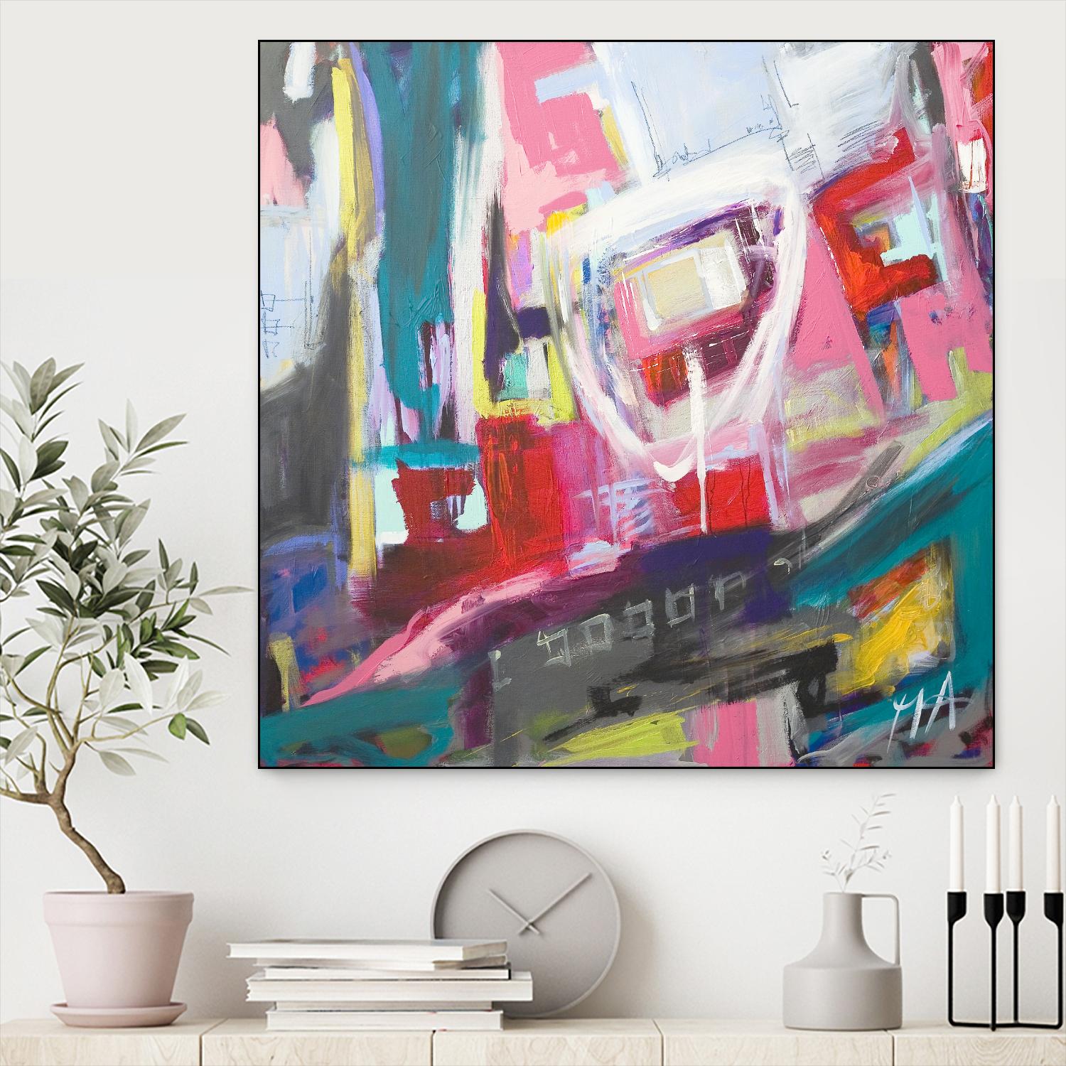 Chaos City II by Marc Archambault on GIANT ART - pink abstract