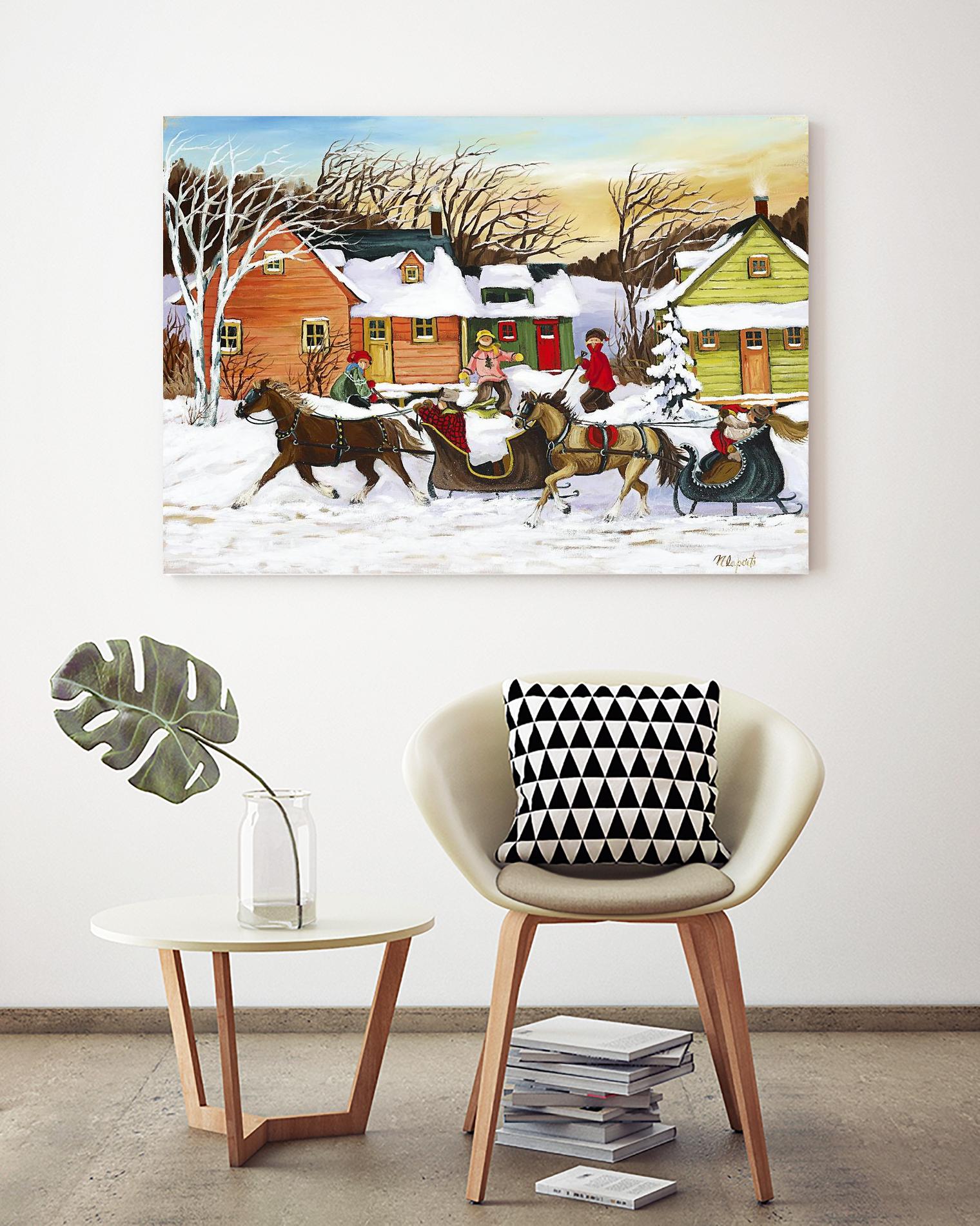 Premier arrivé by Nicole Laporte on GIANT ART - red winter scenes quebec artists