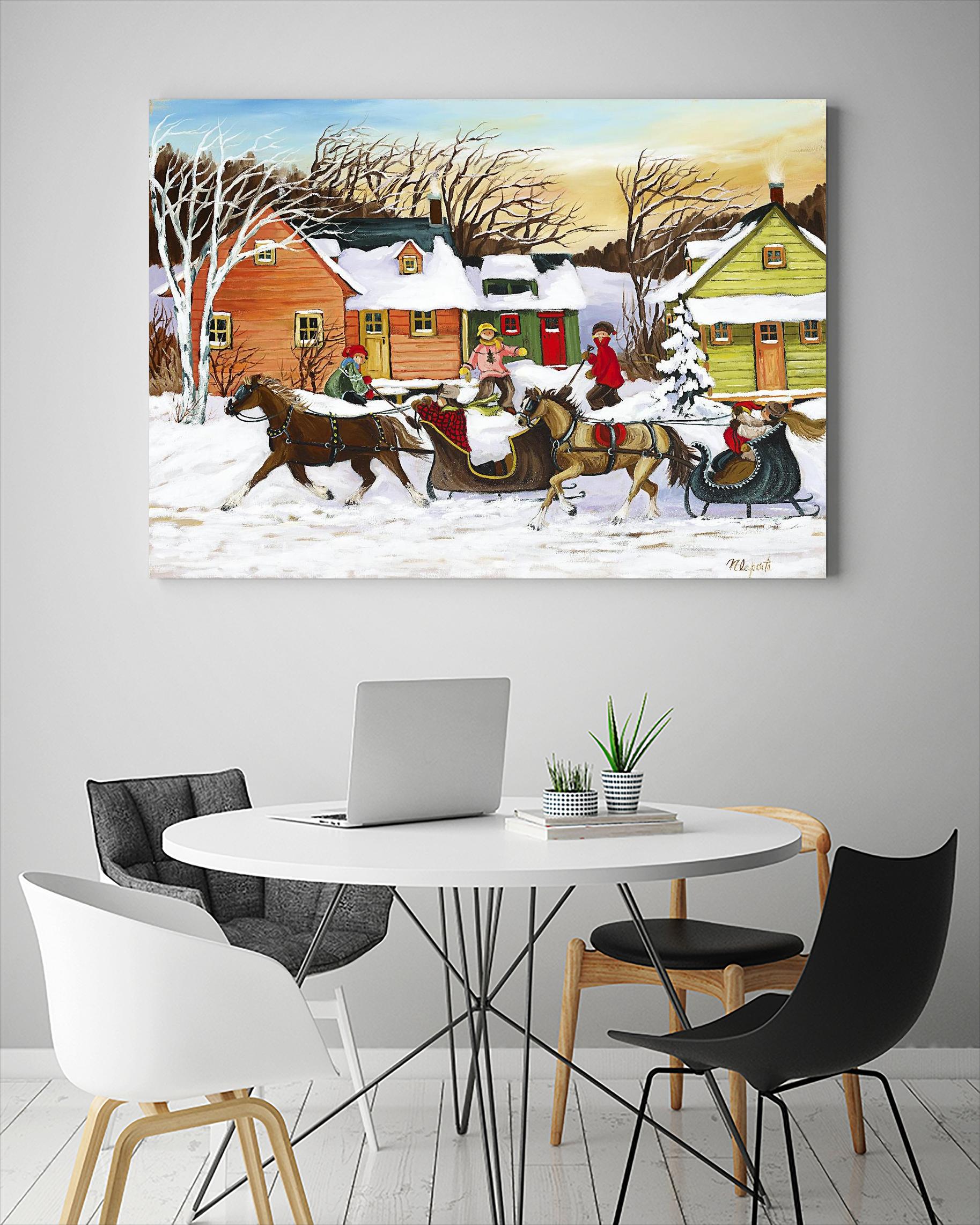 Premier arrivé by Nicole Laporte on GIANT ART - red winter scenes quebec artists