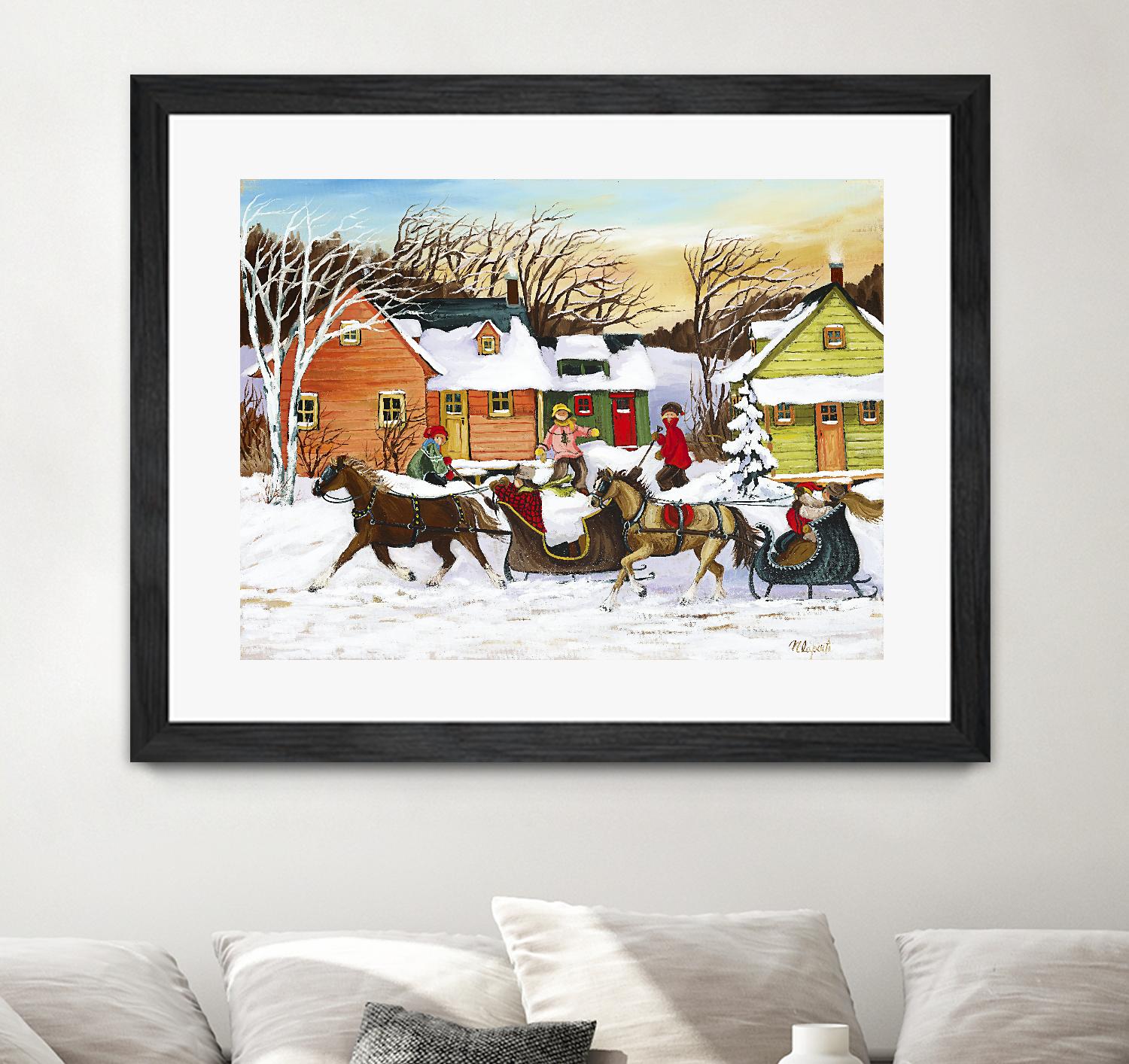 Premier arrivé by Nicole Laporte on GIANT ART - red winter scenes quebec artists