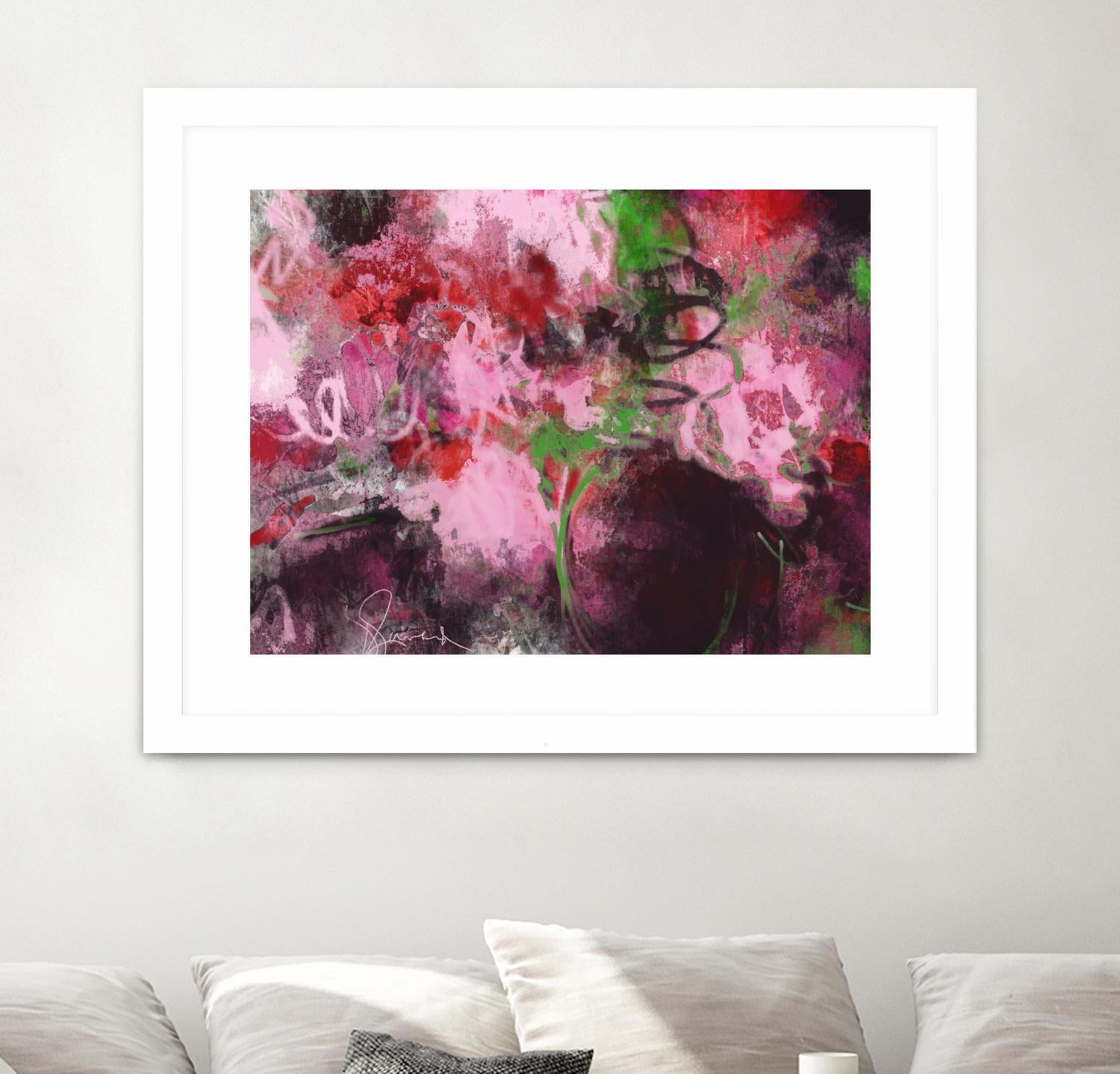 Pink Flowers by Doris Savard on GIANT ART - red abstract