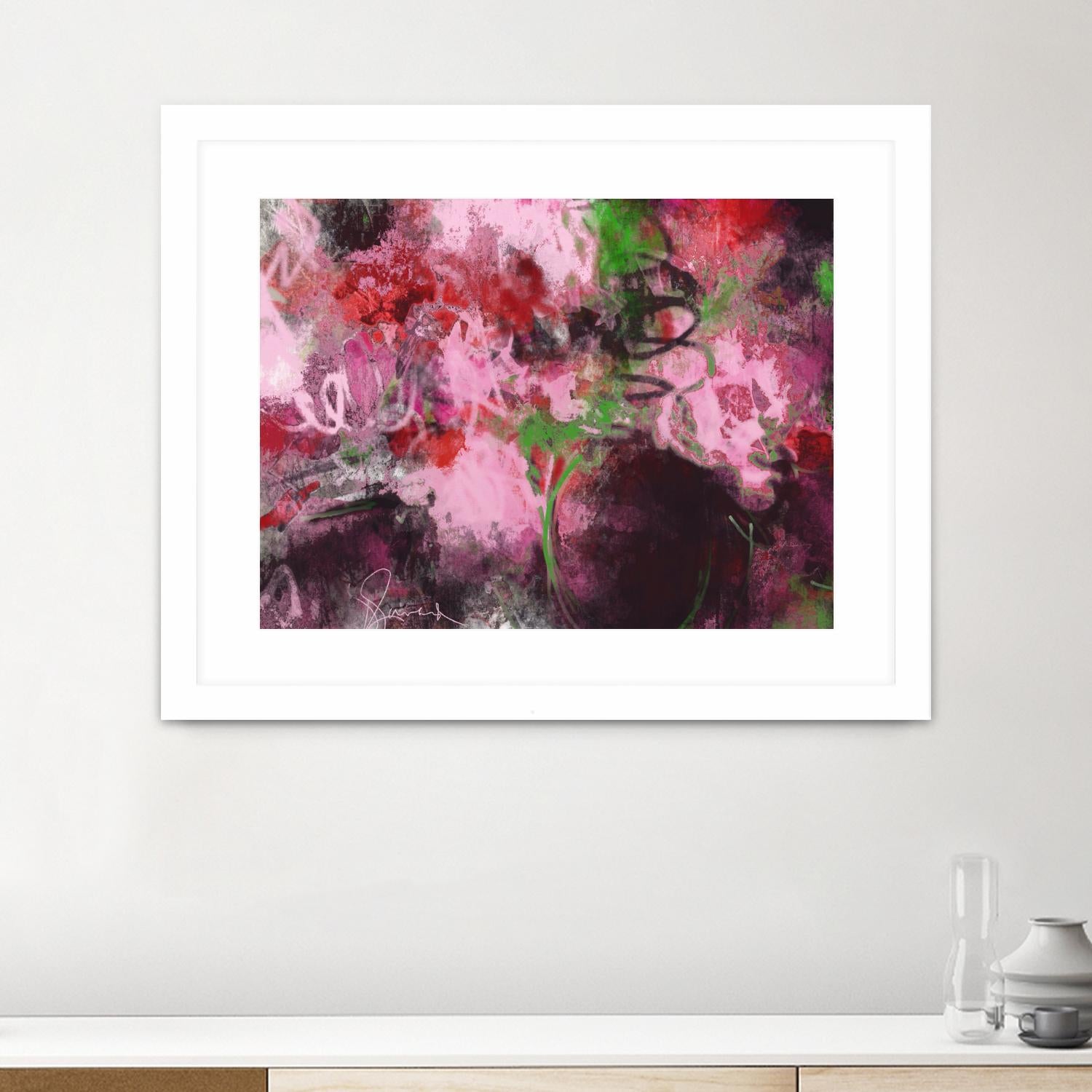 Pink Flowers by Doris Savard on GIANT ART - red abstract