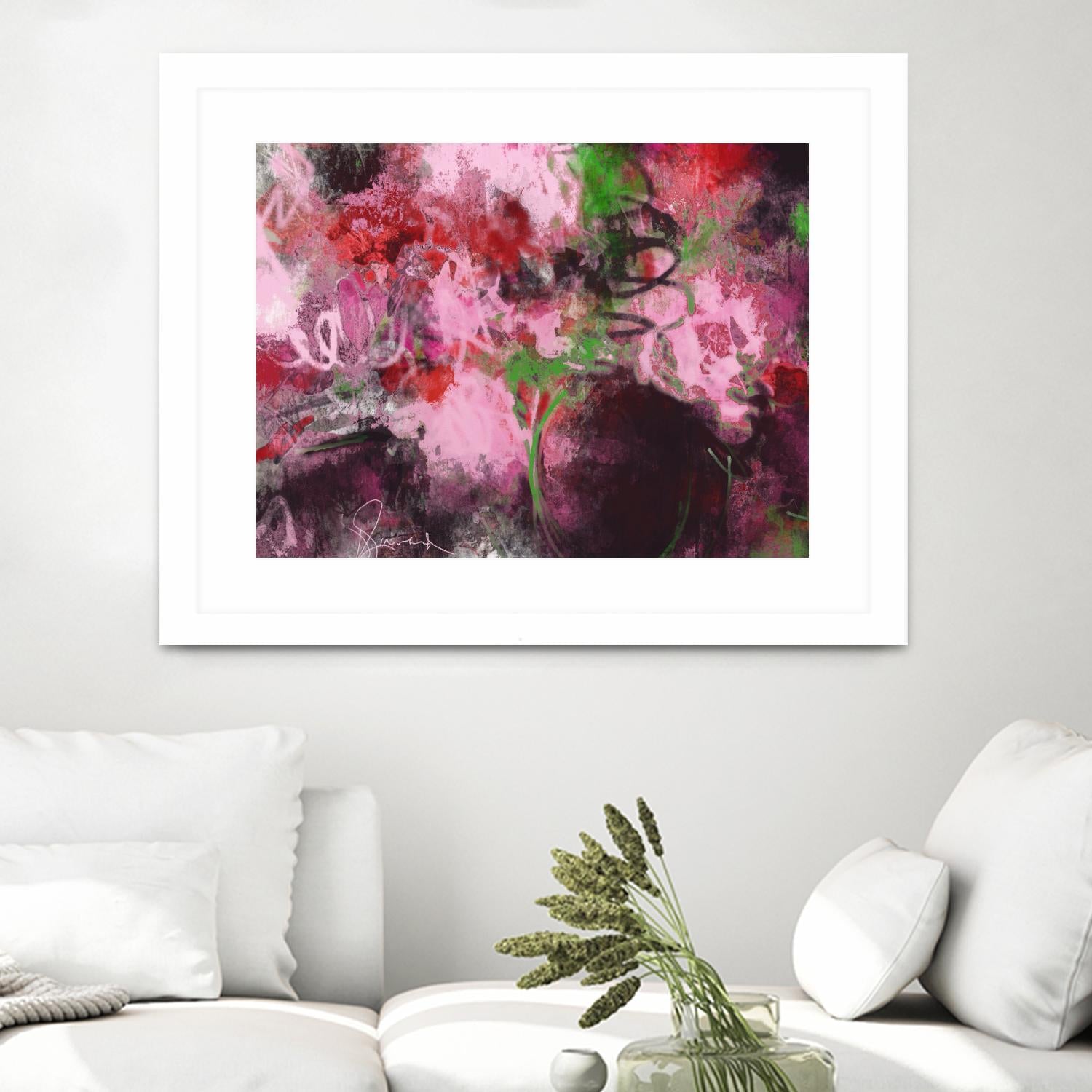 Pink Flowers by Doris Savard on GIANT ART - red abstract