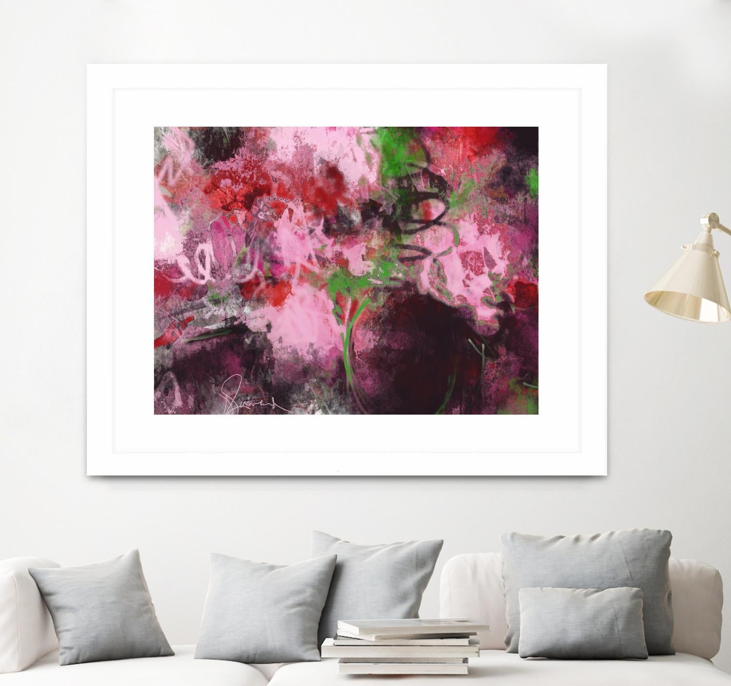 Pink Flowers by Doris Savard on GIANT ART - red abstract