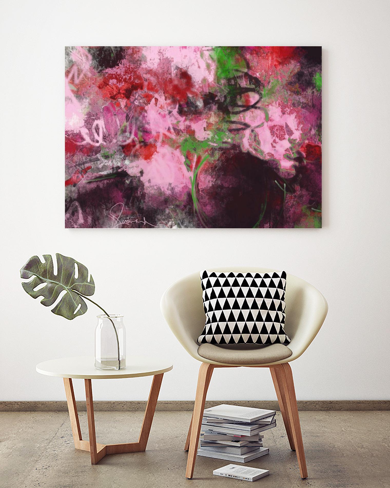 Pink Flowers by Doris Savard on GIANT ART - red abstract