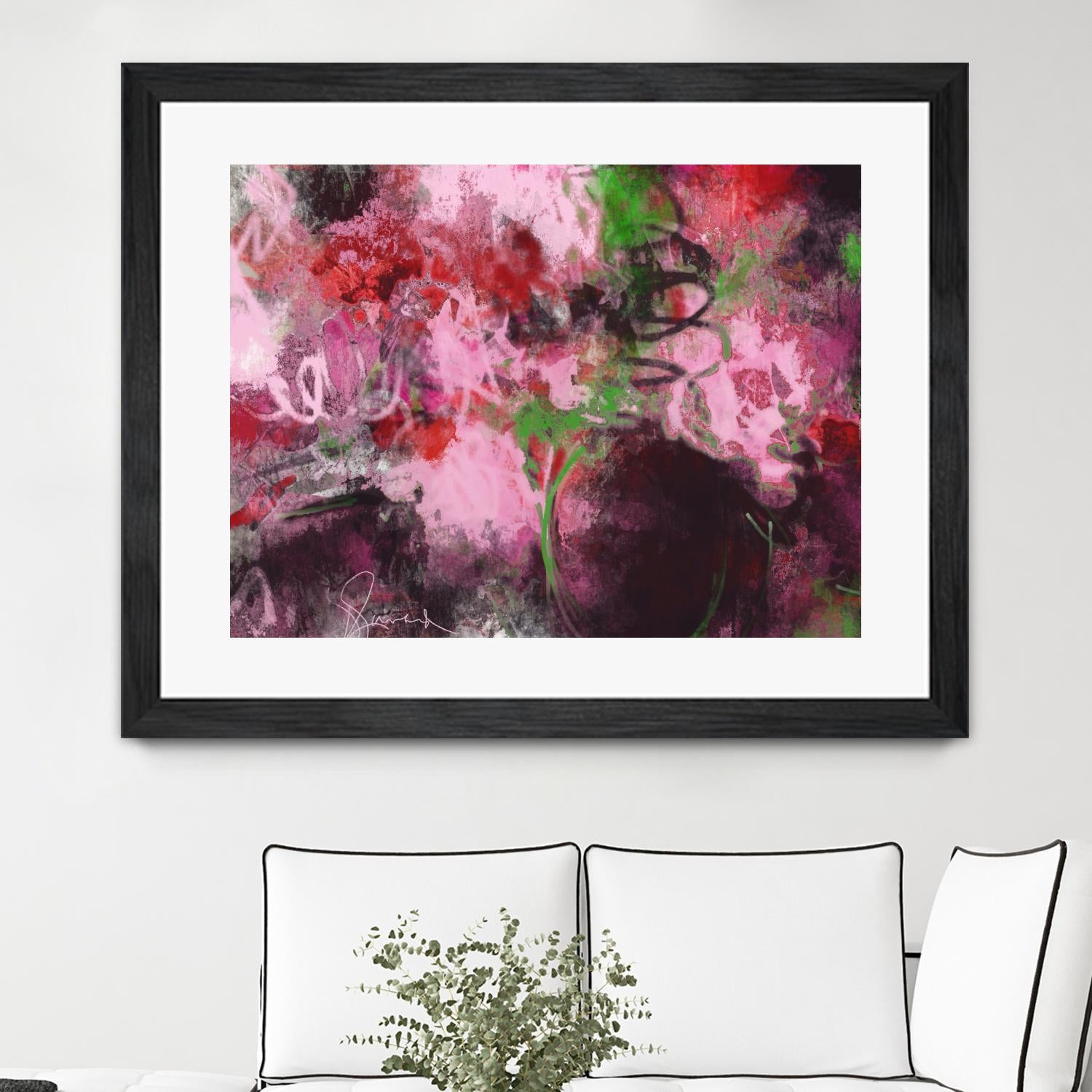 Pink Flowers by Doris Savard on GIANT ART - red abstract
