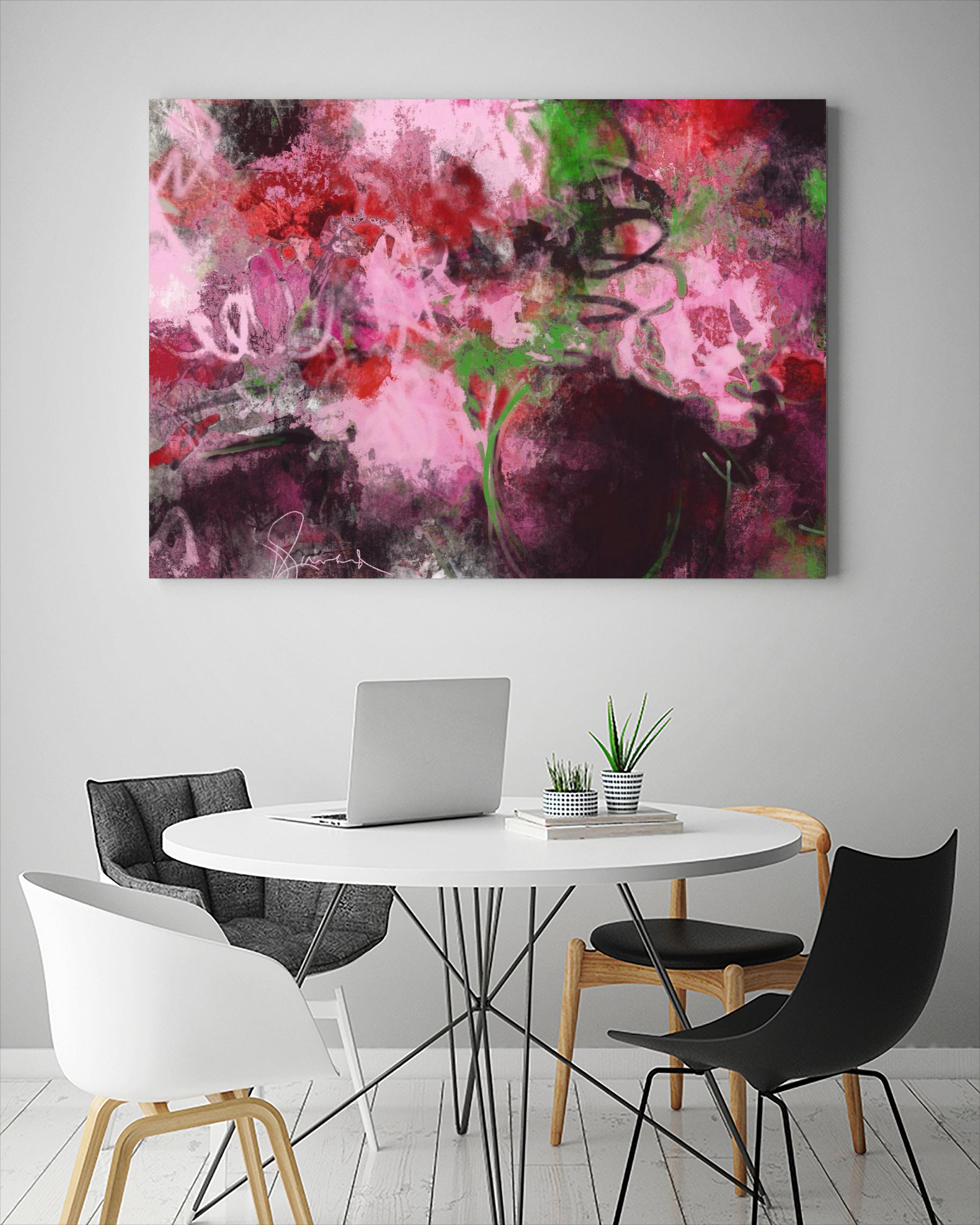 Pink Flowers by Doris Savard on GIANT ART - red abstract