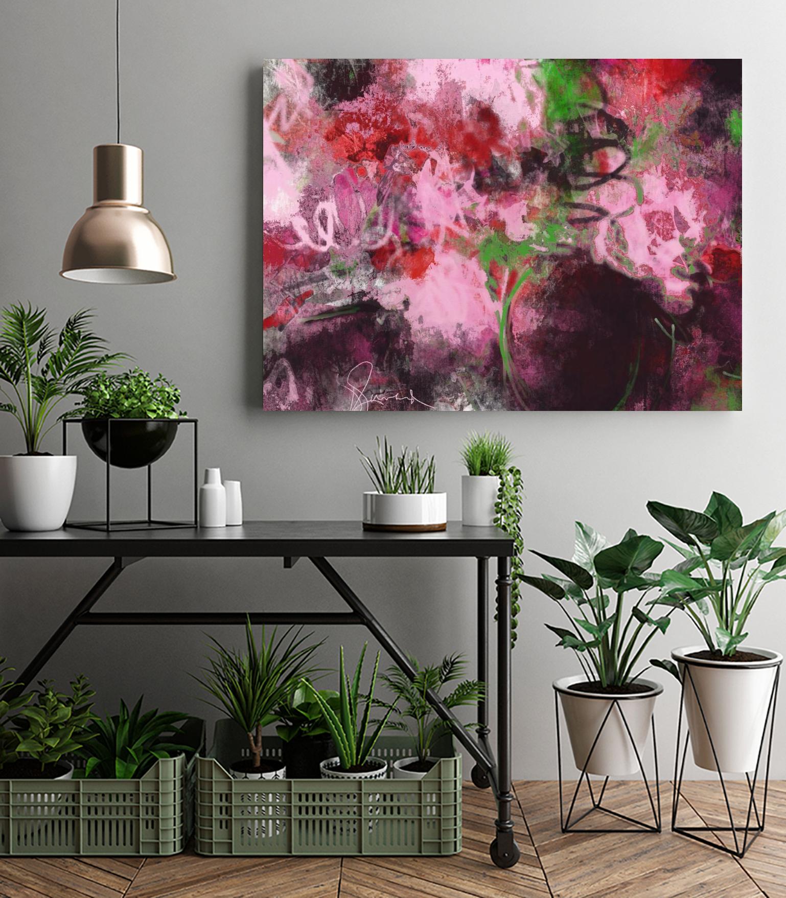 Pink Flowers by Doris Savard on GIANT ART - red abstract